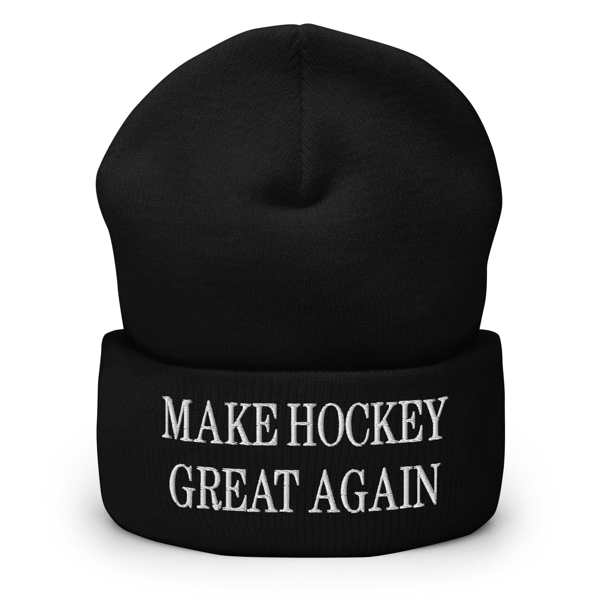 Make Hockey Great Again Embroidered Knit Cuffed Beanie Black Beanies Capital Crowns LADs Make Again