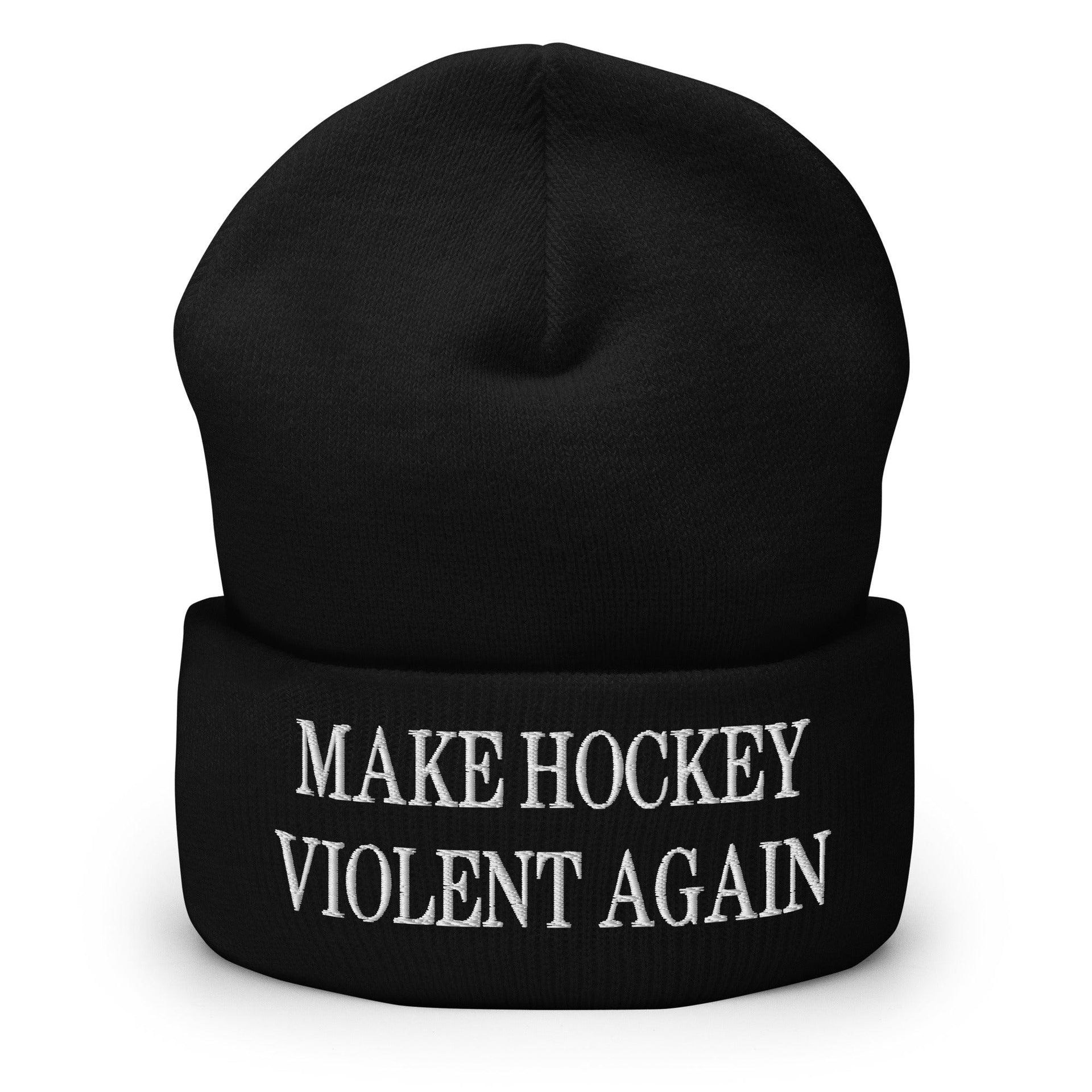 Make Hockey Violent Again Embroidered Knit Cuffed Beanie Black Beanies Capital Crowns LADs Make Again