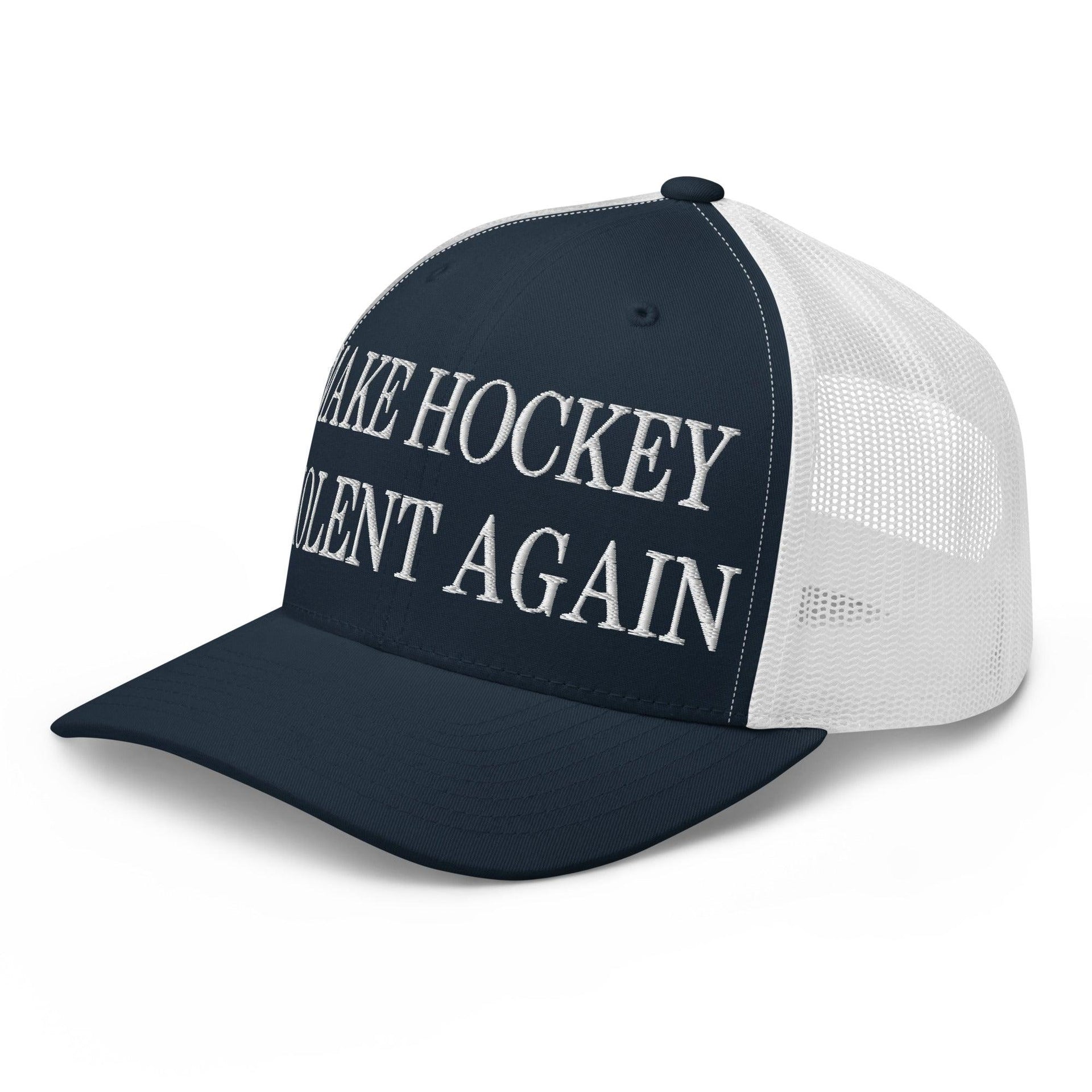 Make Hockey Violent Again Embroidered Mesh Trucker Hat Capital Crowns Make Again Trucker Hats