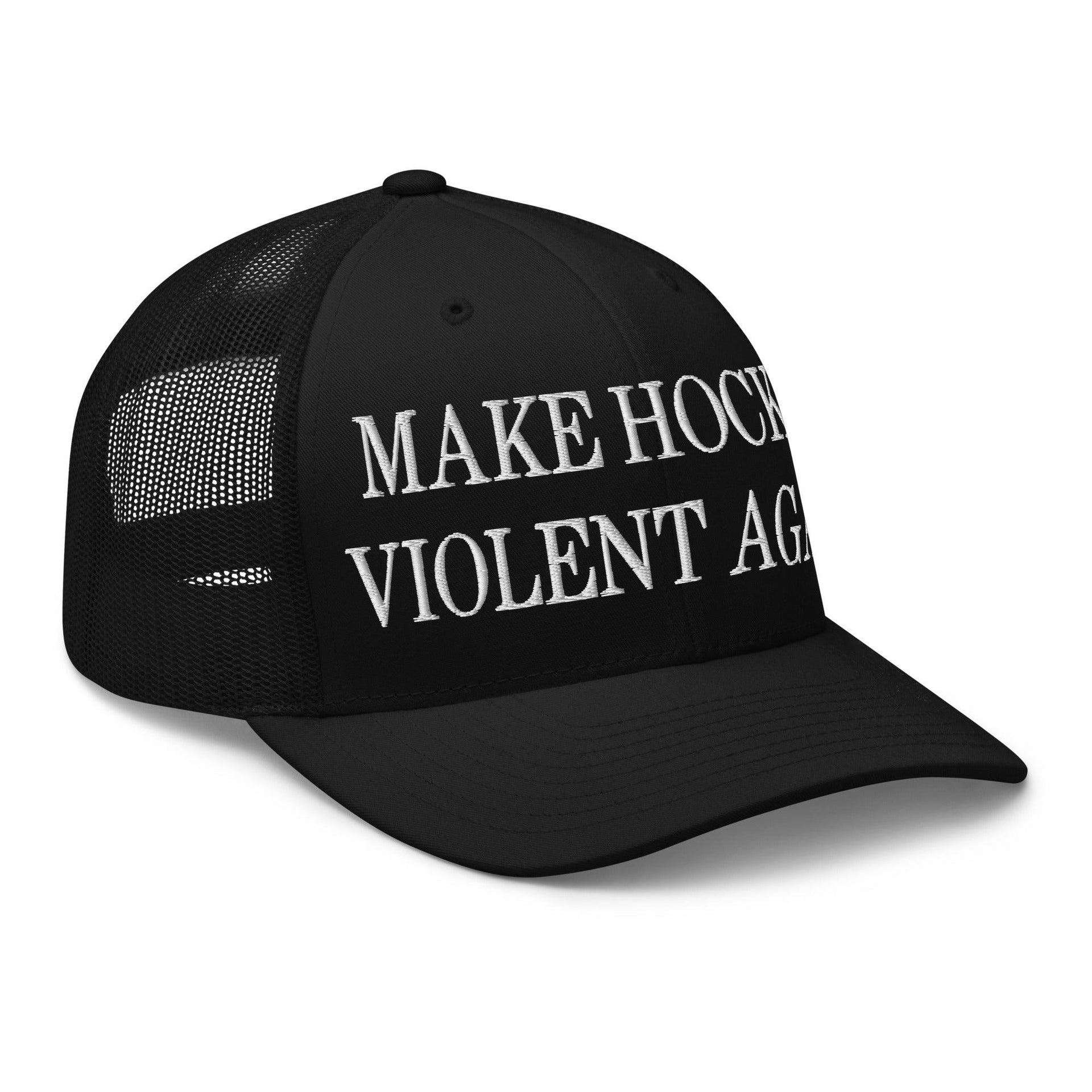 Make Hockey Violent Again Embroidered Mesh Trucker Hat Capital Crowns Make Again Trucker Hats