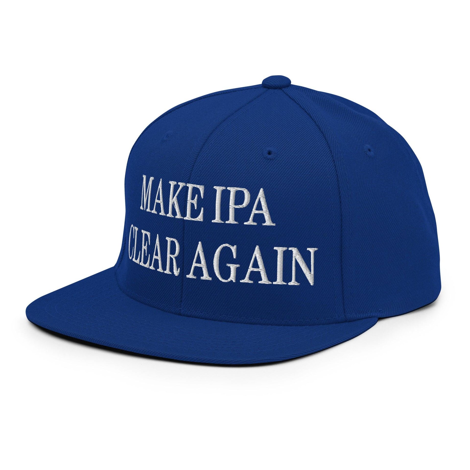 Make IPA Clear Again Embroidered Flat Bill Brim Snapback Hat Capital Crowns Make Again Snapback Hats