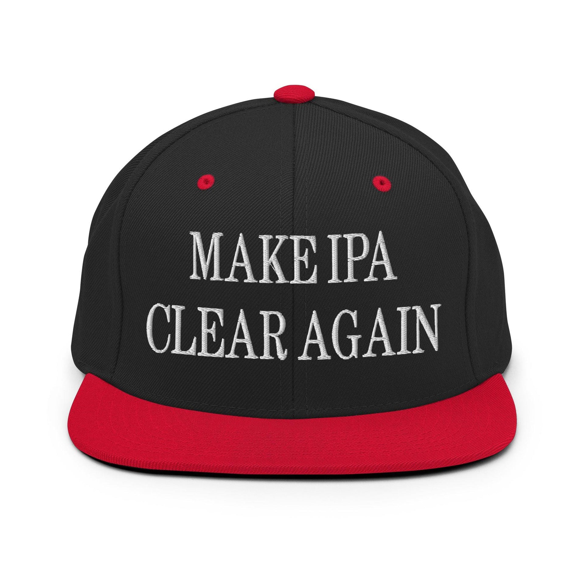 Make IPA Clear Again Embroidered Flat Bill Brim Snapback Hat Black Red Capital Crowns Make Again Snapback Hats