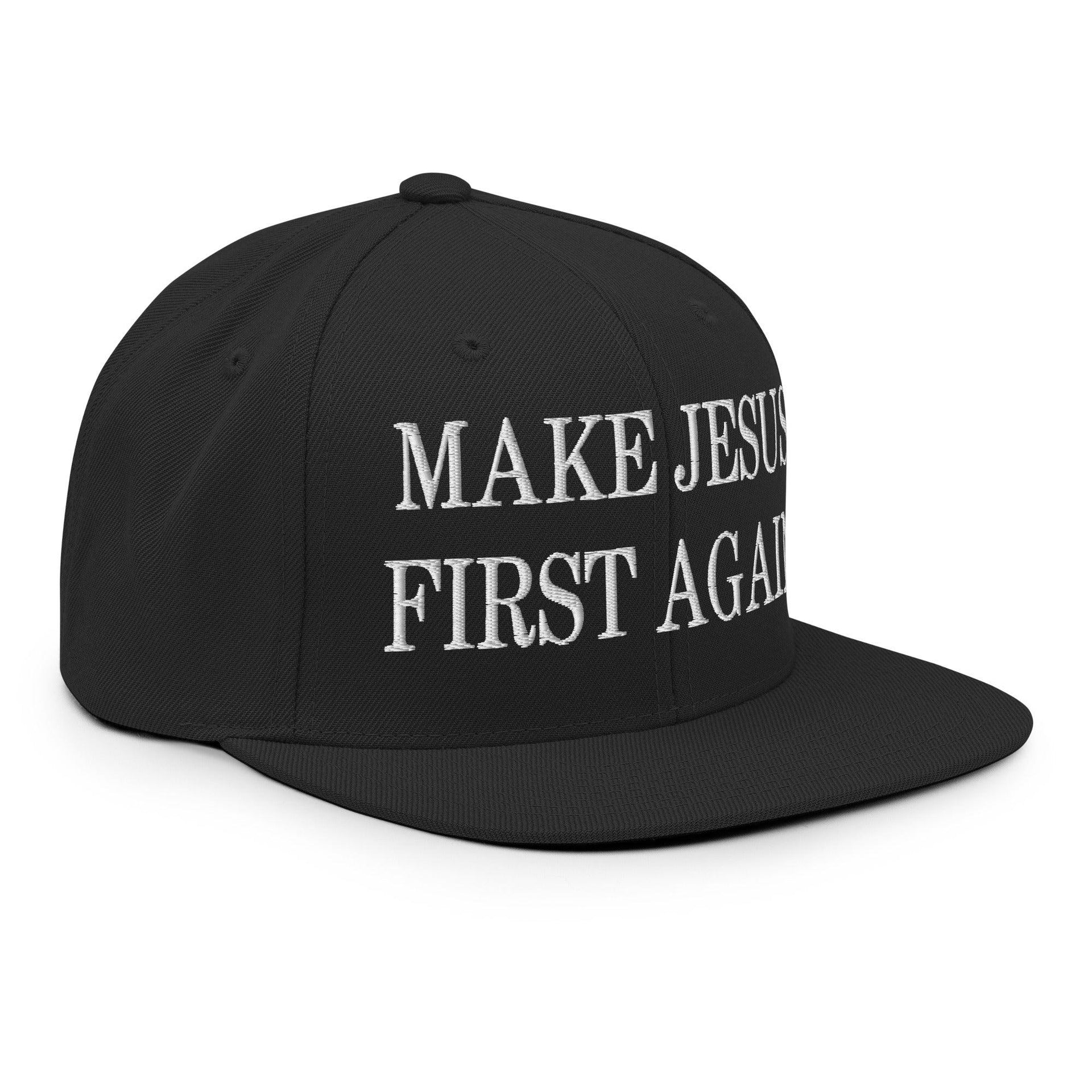 Make Jesus First Again Embroidered Flat Bill Brim Snapback Hat Capital Crowns LADs Religious Snapback Hats