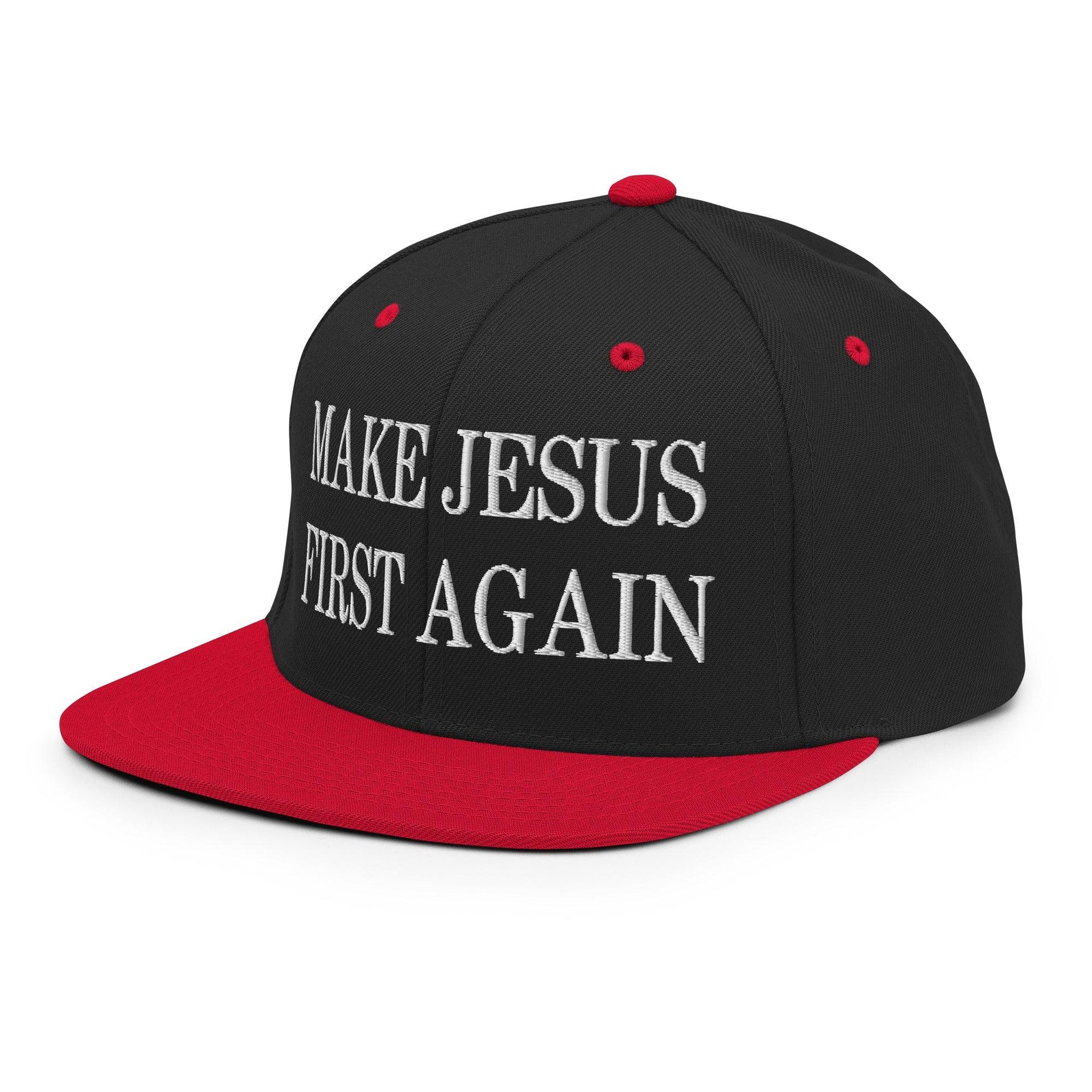 Make Jesus First Again Embroidered Flat Bill Brim Snapback Hat Capital Crowns LADs Religious Snapback Hats