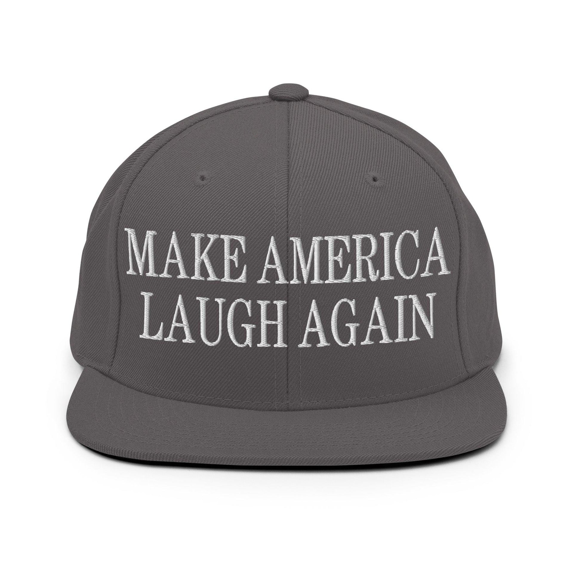 Make Us Laugh Again Flat Bill Brim Snapback Hat Dark Grey Capital Crowns LADs Liberal Make Again Snapback Hats