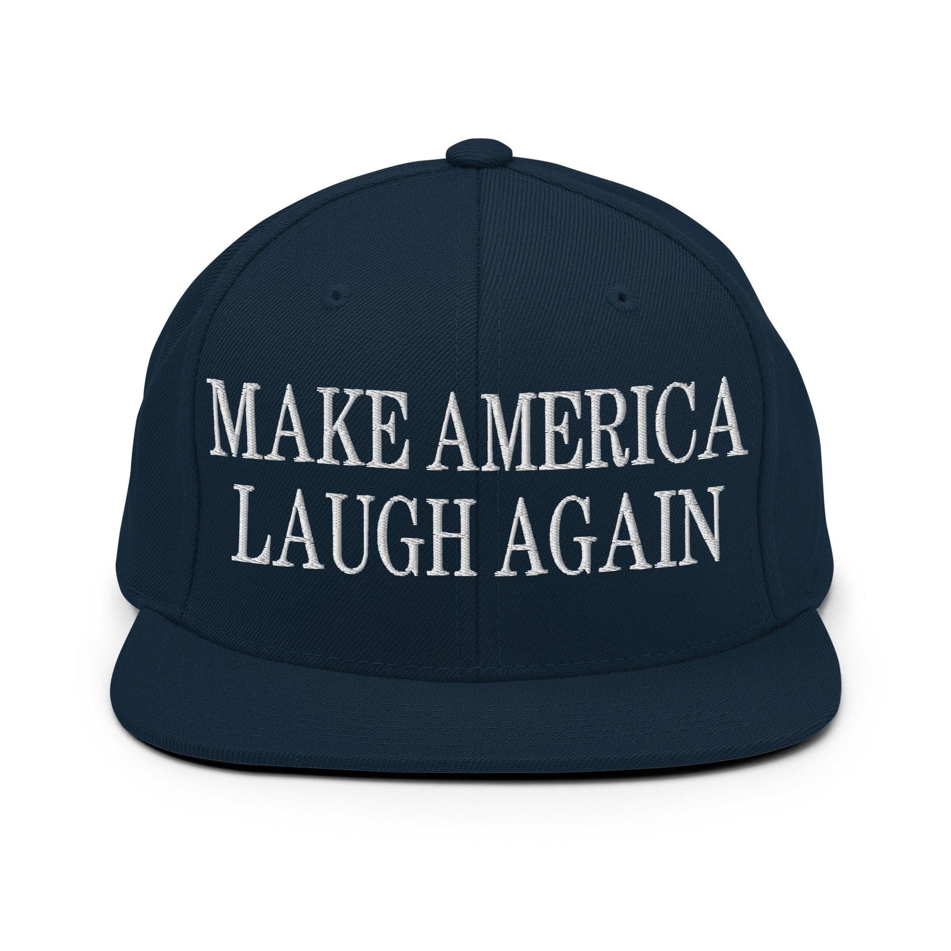 Make Us Laugh Again Flat Bill Brim Snapback Hat Dark Navy Capital Crowns LADs Liberal Make Again Snapback Hats