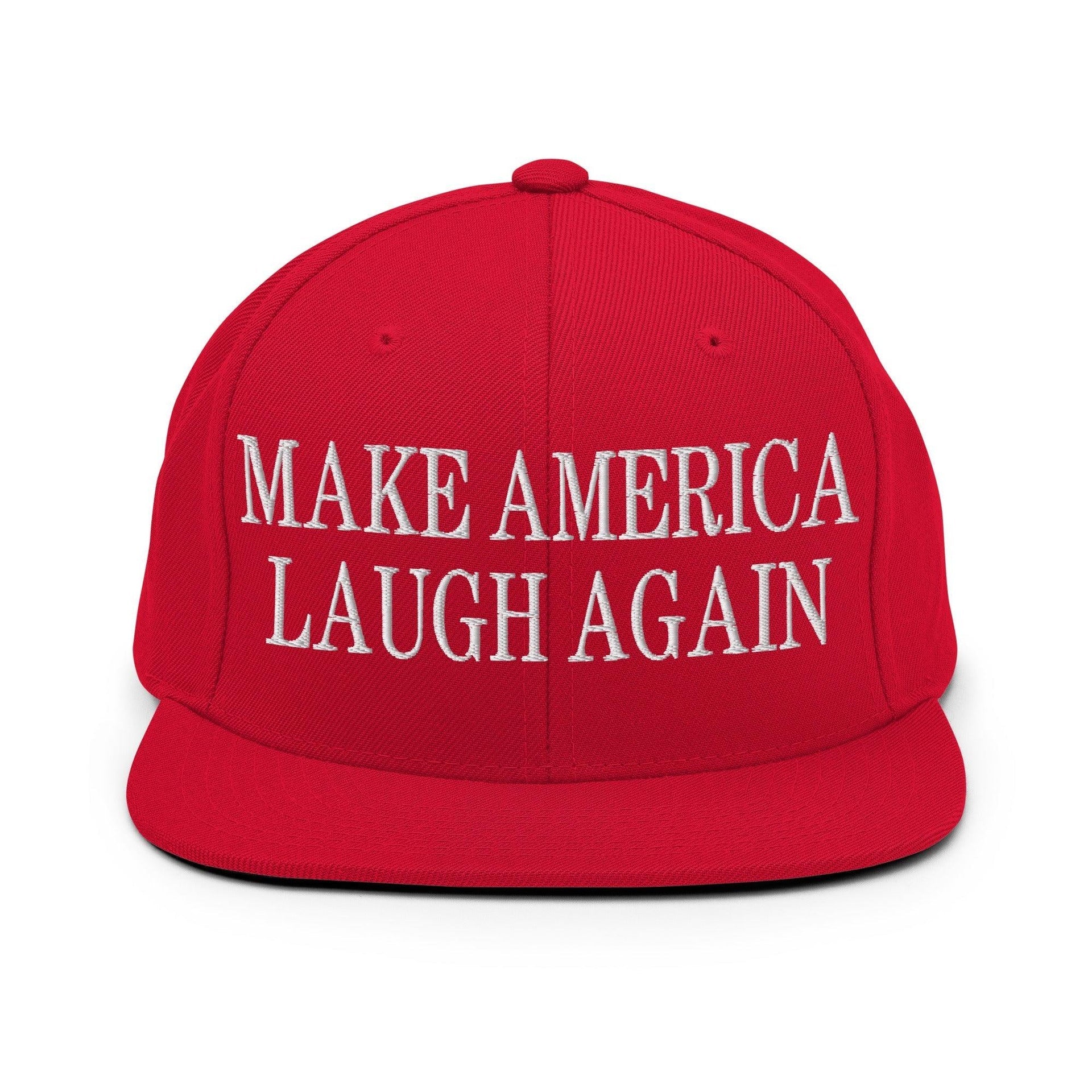 Make Us Laugh Again Flat Bill Brim Snapback Hat Red Capital Crowns LADs Liberal Make Again Snapback Hats