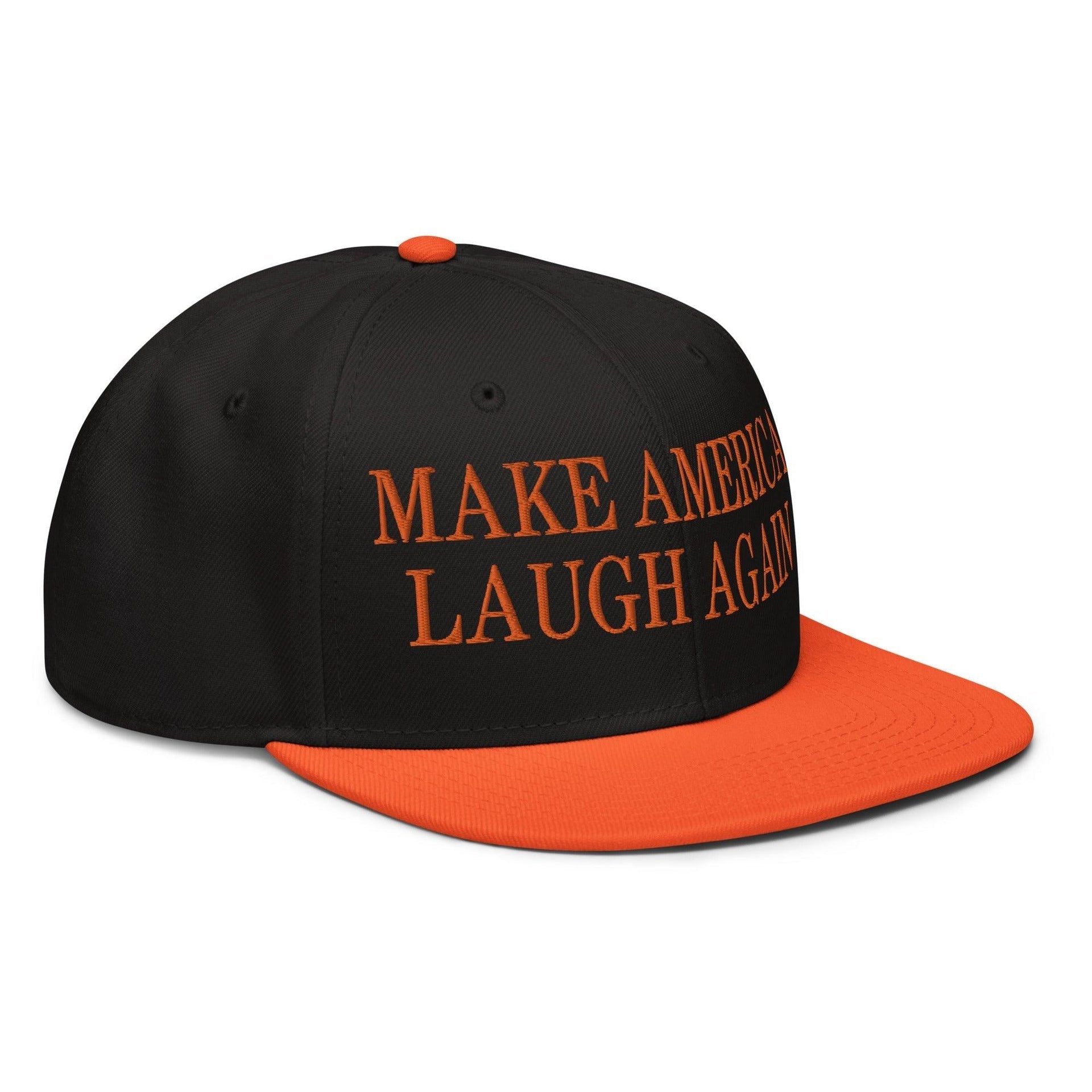 Make Us Laugh Again MALA Halloween Embroidered Flat Bill Brim High Crown Snapback Hat Capital Crowns Harris Halloween LADs Liberal Make Again Snapback Hats