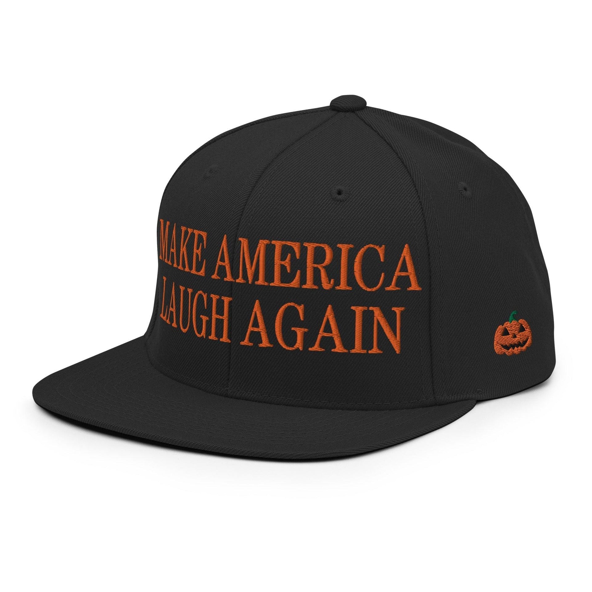 Make Us Laugh Again MALA Halloween Embroidered Flat Bill Brim Snapback Hat Capital Crowns Harris Halloween LADs Liberal Make Again Snapback Hats