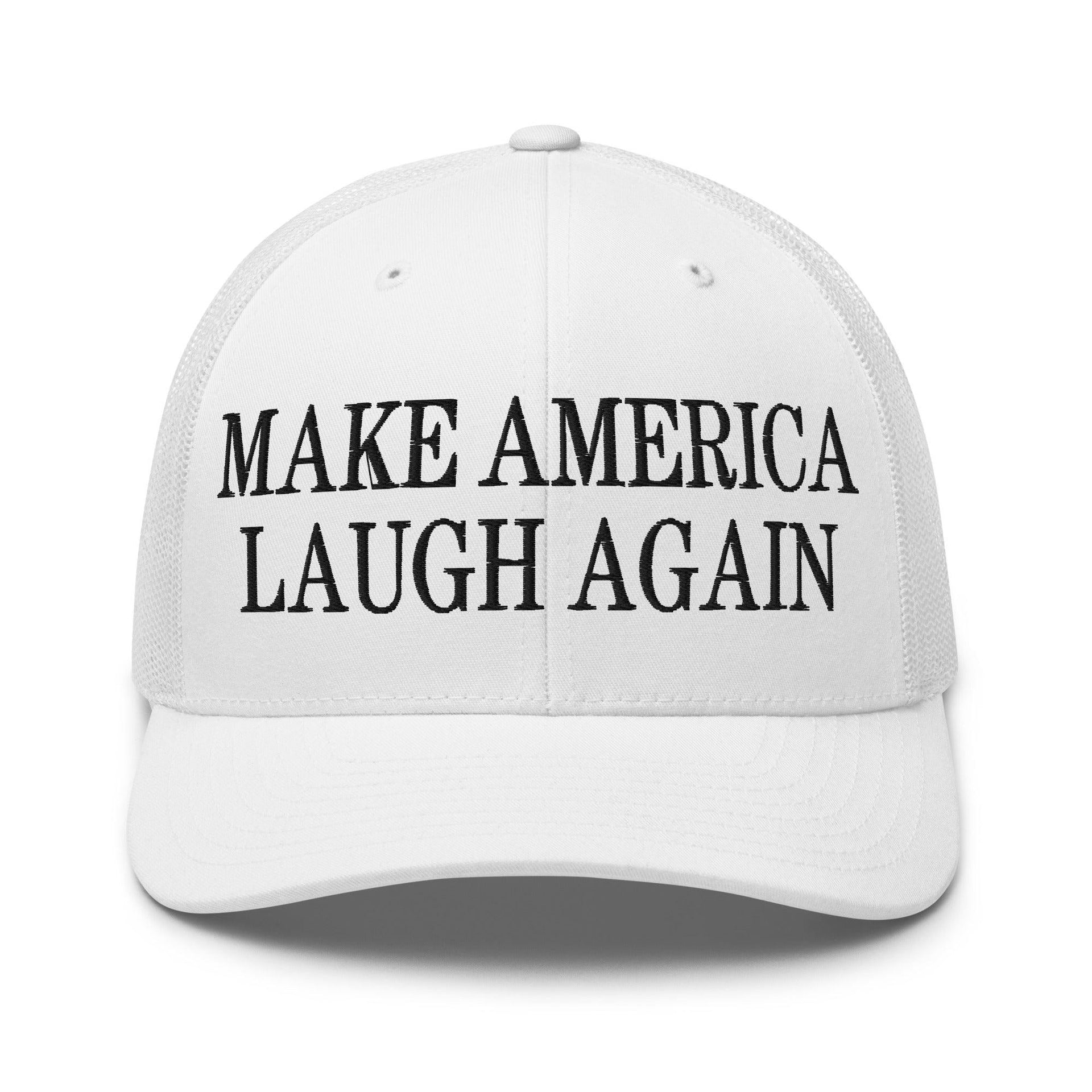 Make Us Laugh Again Mesh Trucker Hat White Capital Crowns LADs Liberal Make Again Trucker Hats