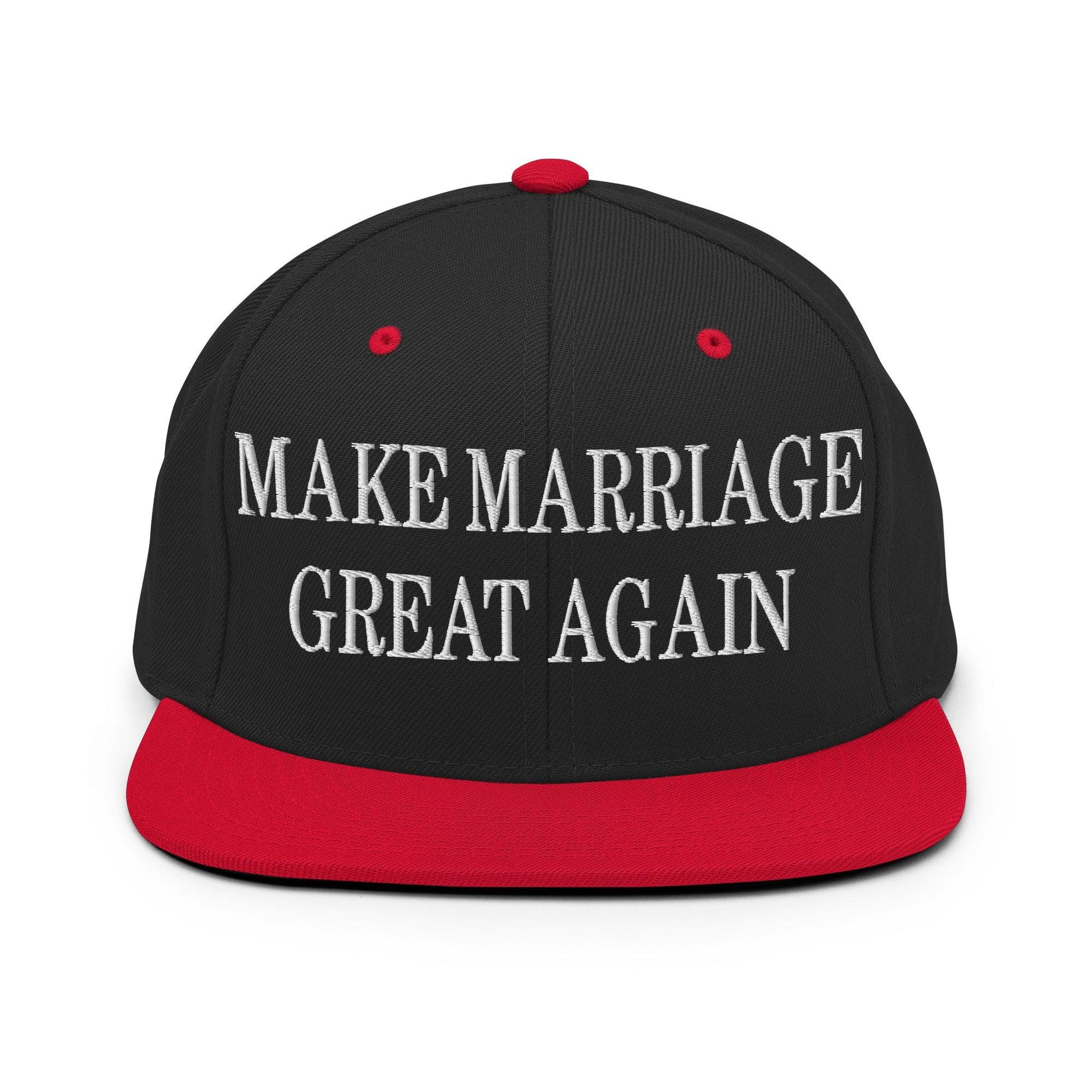 Make Marriage Great Again Embroidered Flat Bill Brim Snapback Hat Black Red Capital Crowns LADs Make Again Snapback Hats