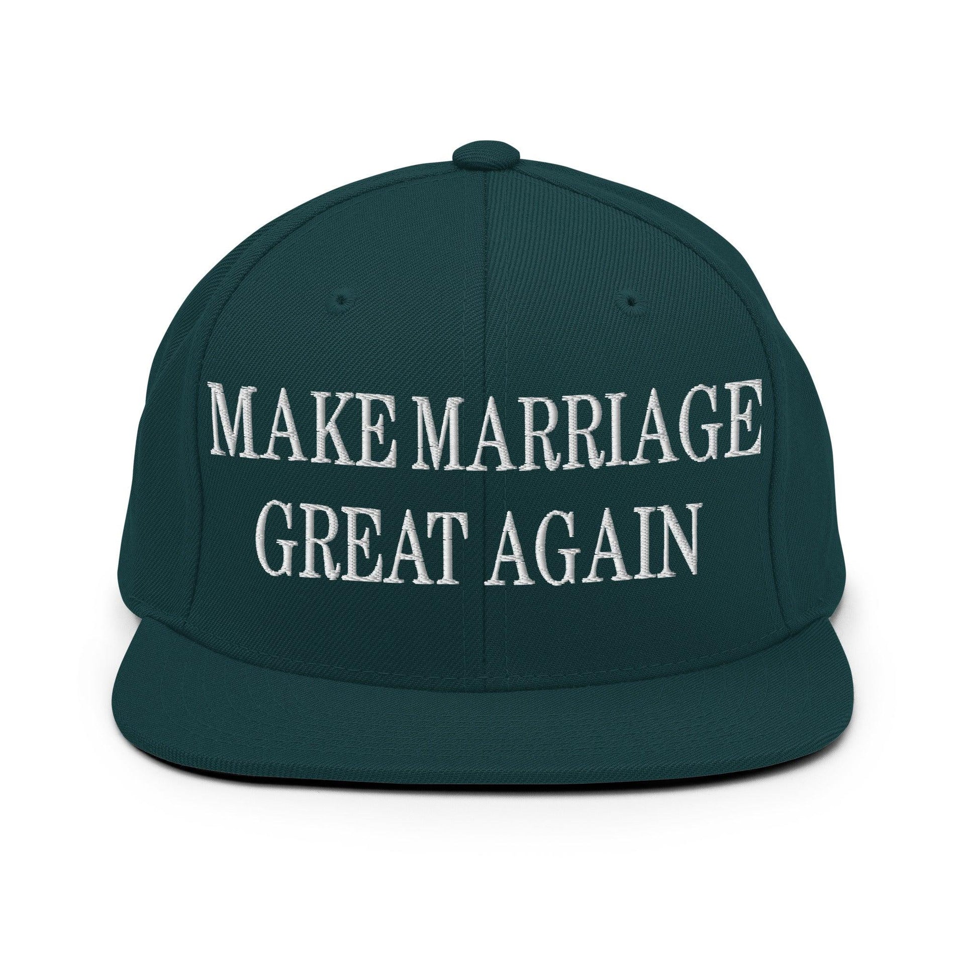 Make Marriage Great Again Embroidered Flat Bill Brim Snapback Hat Spruce Capital Crowns LADs Make Again Snapback Hats