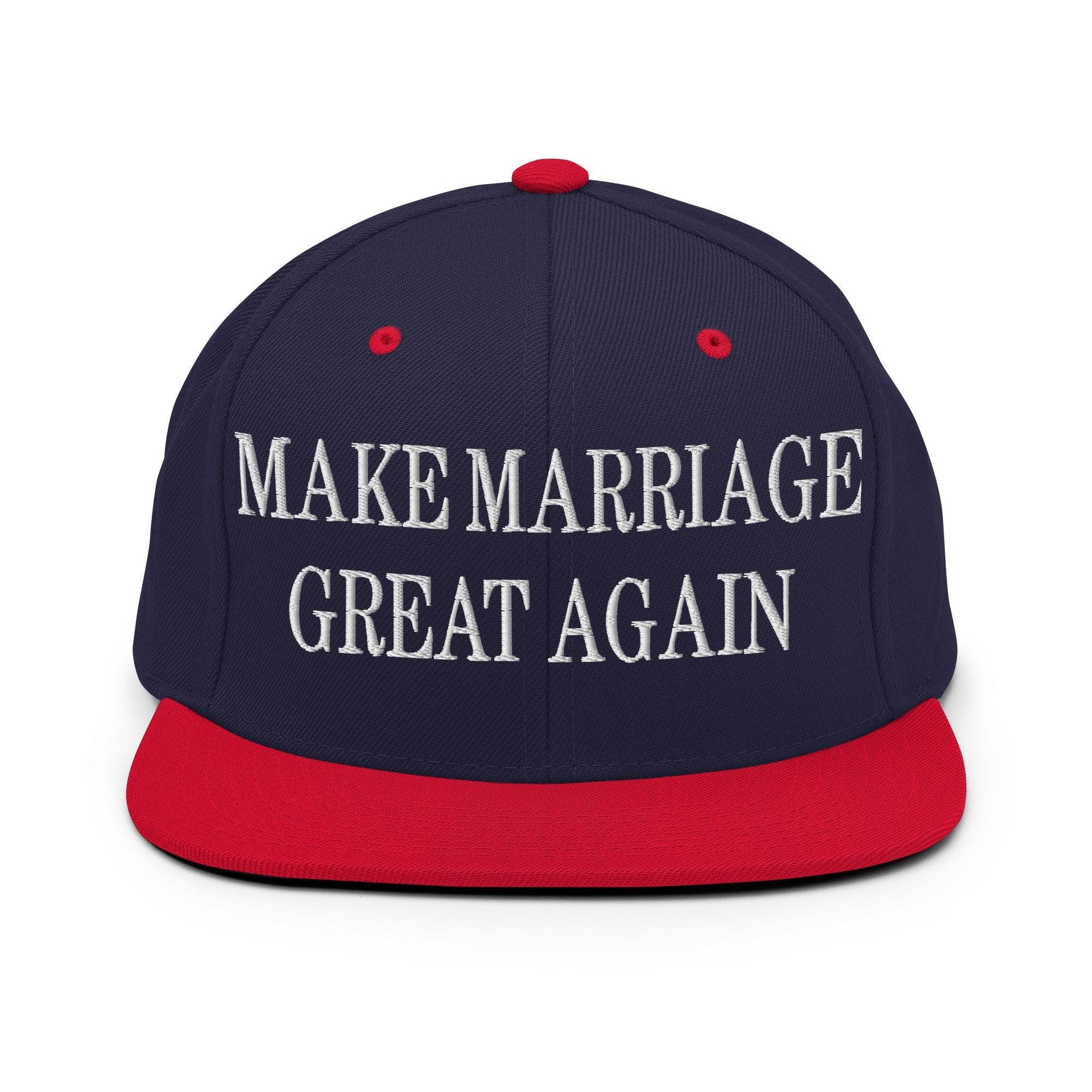 Make Marriage Great Again Embroidered Flat Bill Brim Snapback Hat Navy Red Capital Crowns LADs Make Again Snapback Hats