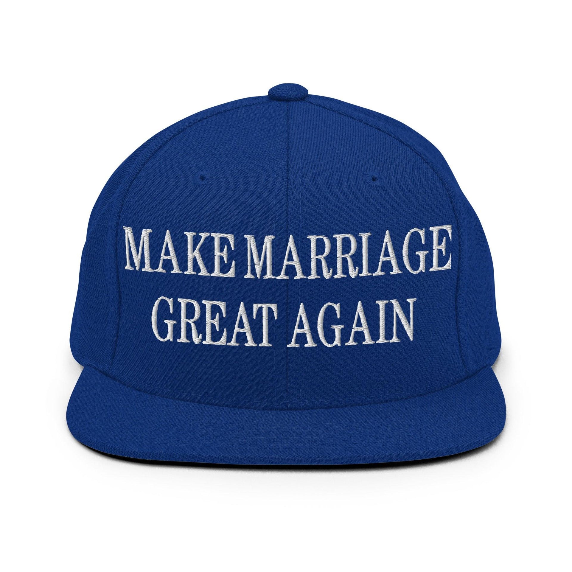 Make Marriage Great Again Embroidered Flat Bill Brim Snapback Hat Royal Blue Capital Crowns LADs Make Again Snapback Hats