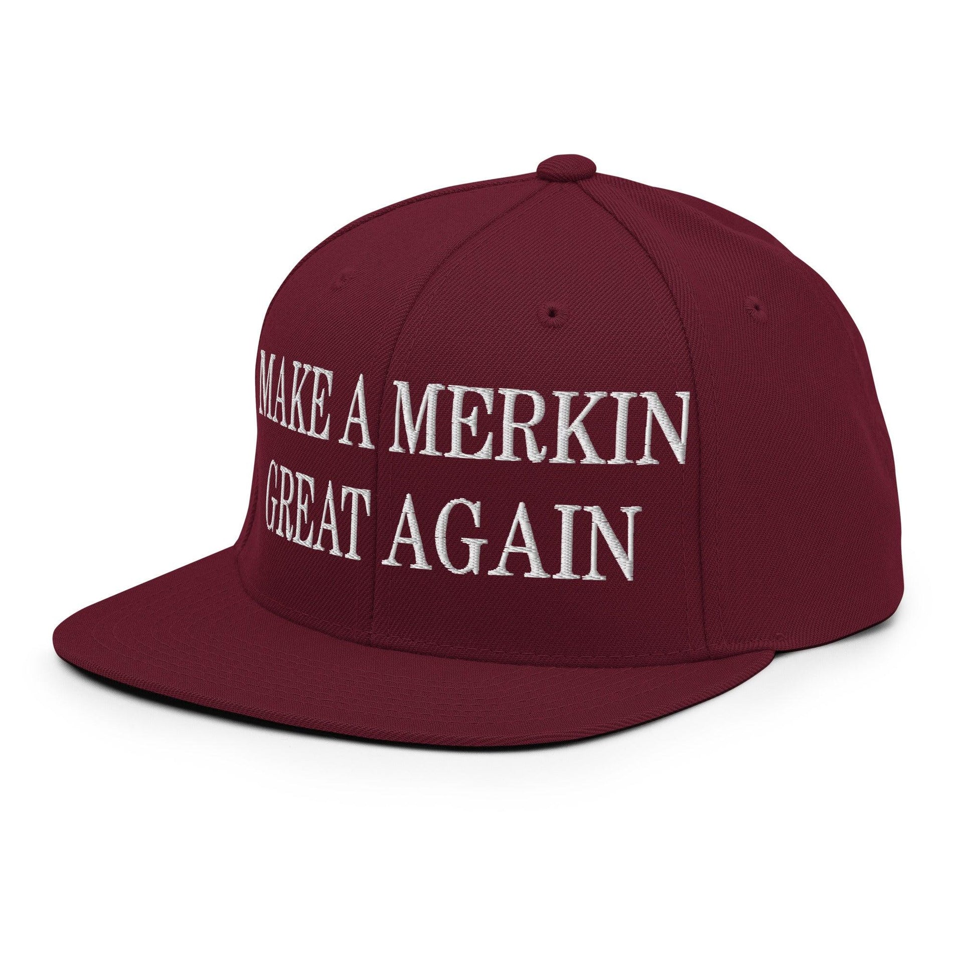 Make A Merkin Great Again Embroidered Flat Bill Brim Snapback Hat Capital Crowns LADs Make Again Snapback Hats