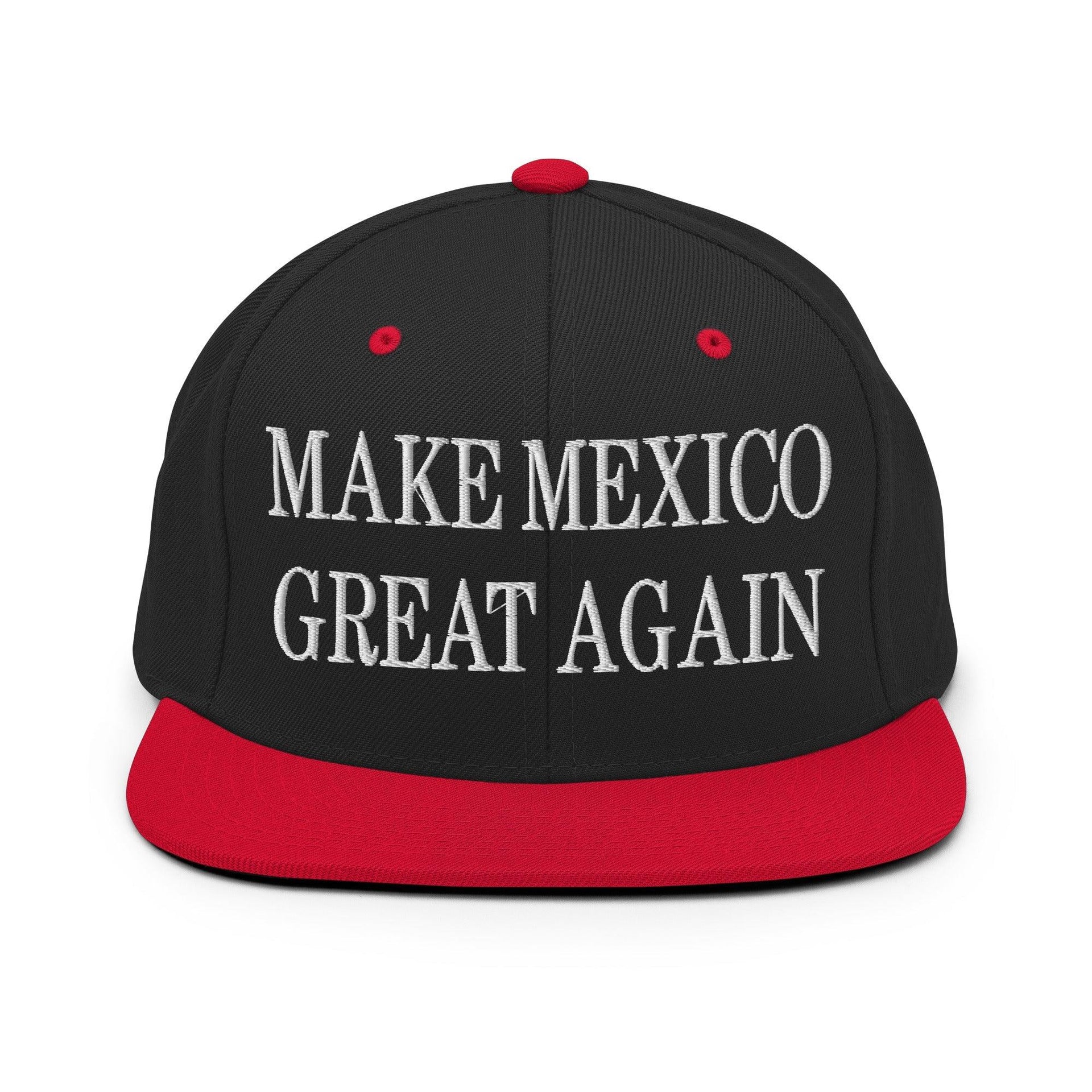 Make Mexico Great Again Embroidered Flat Bill Brim Snapback Hat Black Red Capital Crowns LADs Make Again Snapback Hats