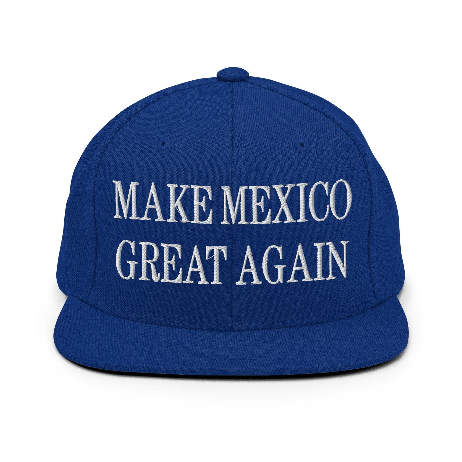 Make Mexico Great Again Embroidered Flat Bill Brim Snapback Hat Royal Blue Capital Crowns LADs Make Again Snapback Hats