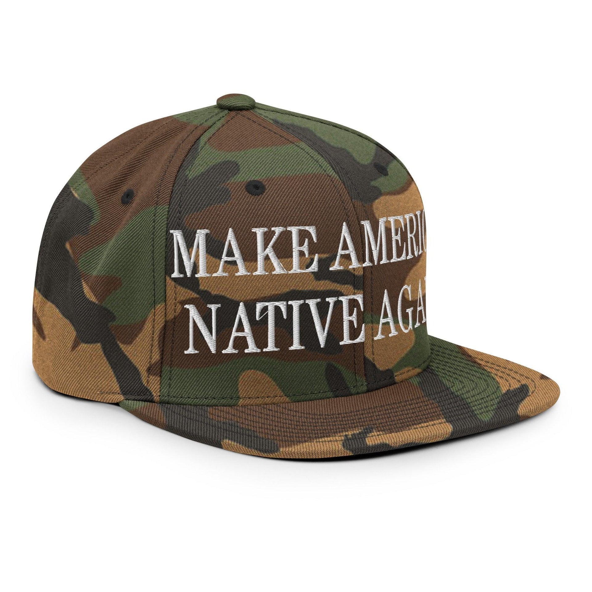 Make Us Native Again Embroidered Flat Bill Brim Snapback Hat Capital Crowns LADs Make Again Snapback Hats