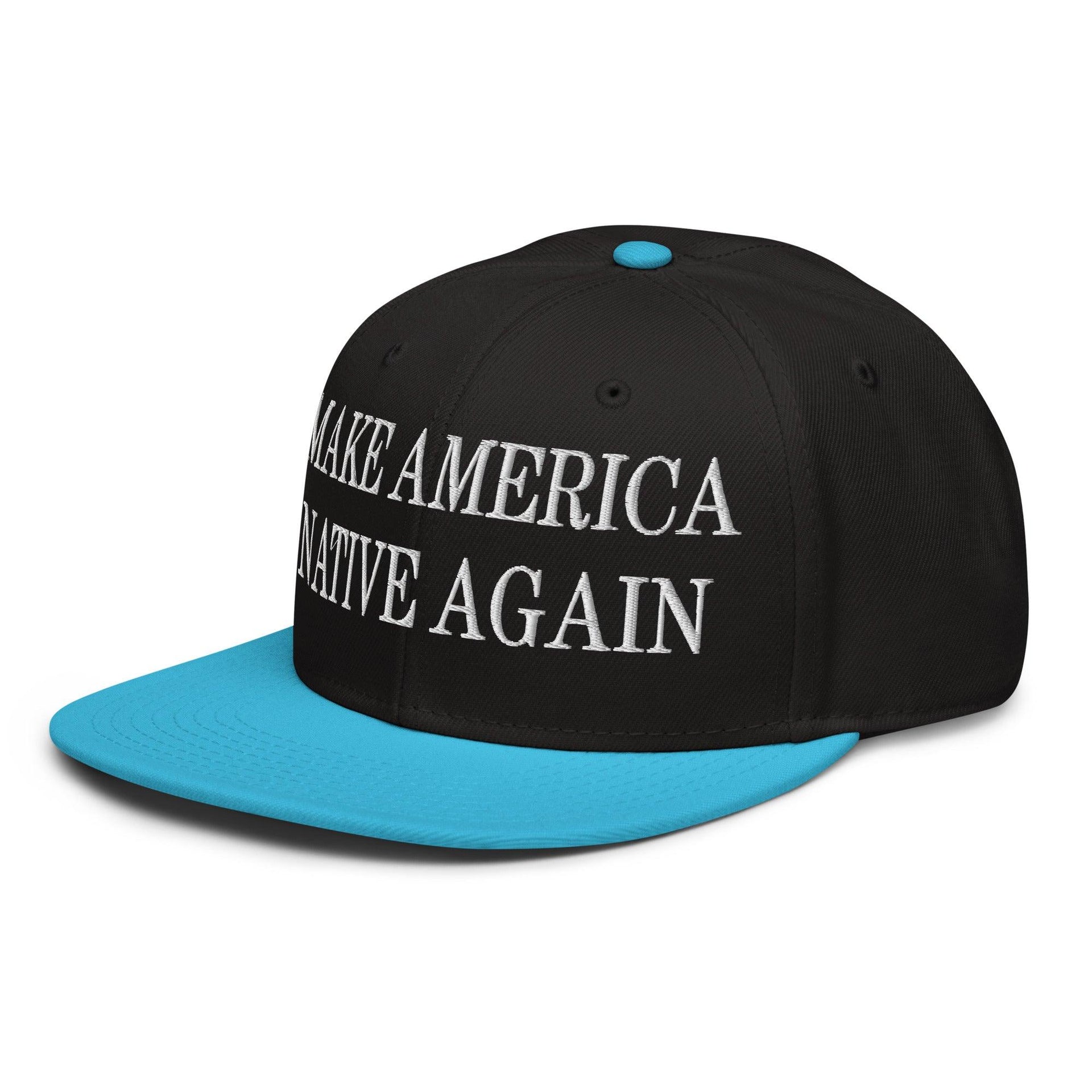 Make Us Native Again Embroidered Flat Brim Bill Snapback Hat Capital Crowns LADs Make Again Snapback Hats
