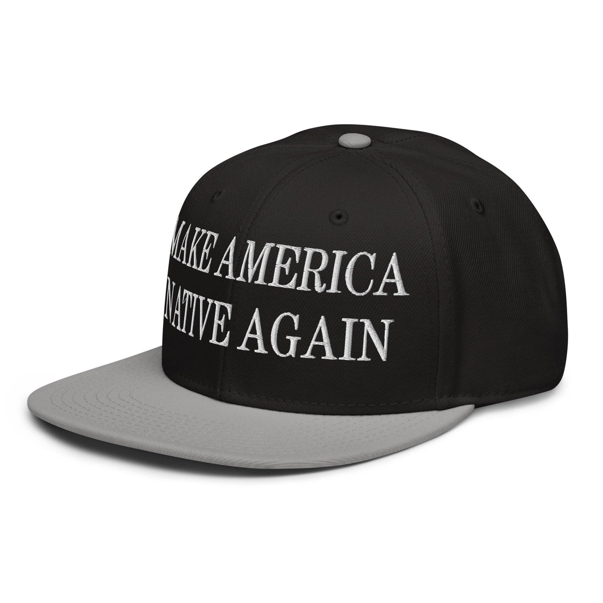 Make Us Native Again Embroidered Flat Brim Bill Snapback Hat Capital Crowns LADs Make Again Snapback Hats