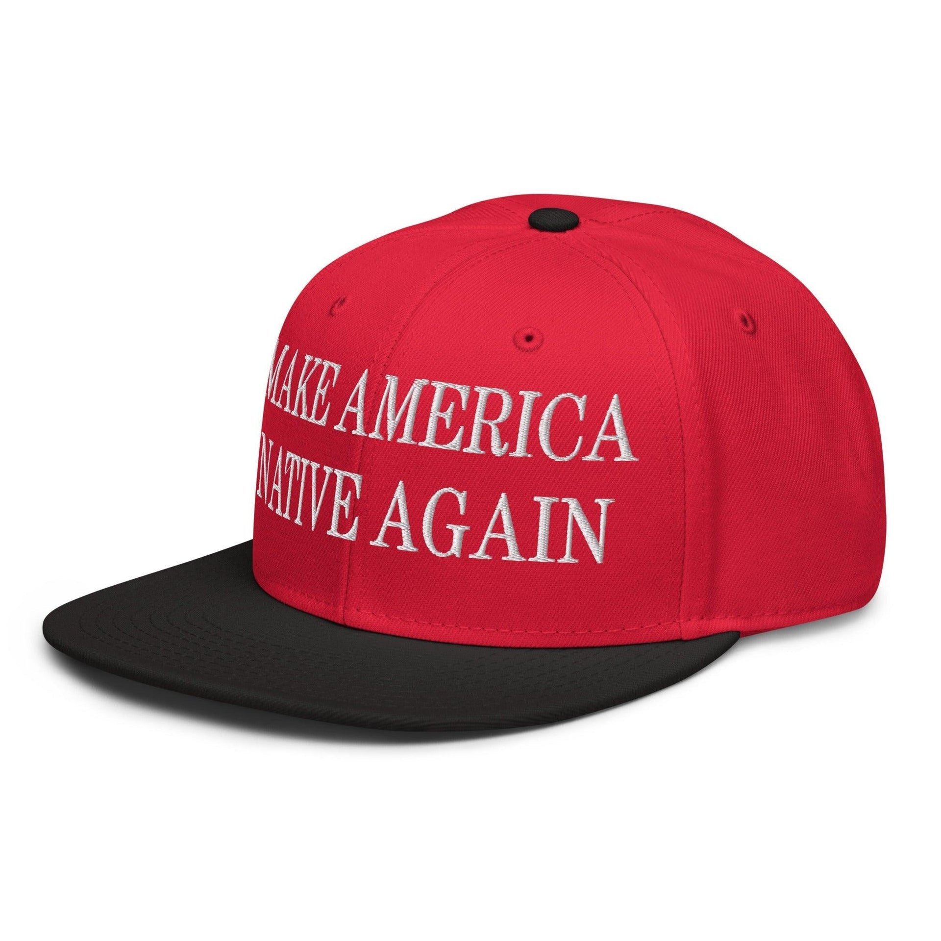 Make Us Native Again Embroidered Flat Brim Bill Snapback Hat Capital Crowns LADs Make Again Snapback Hats