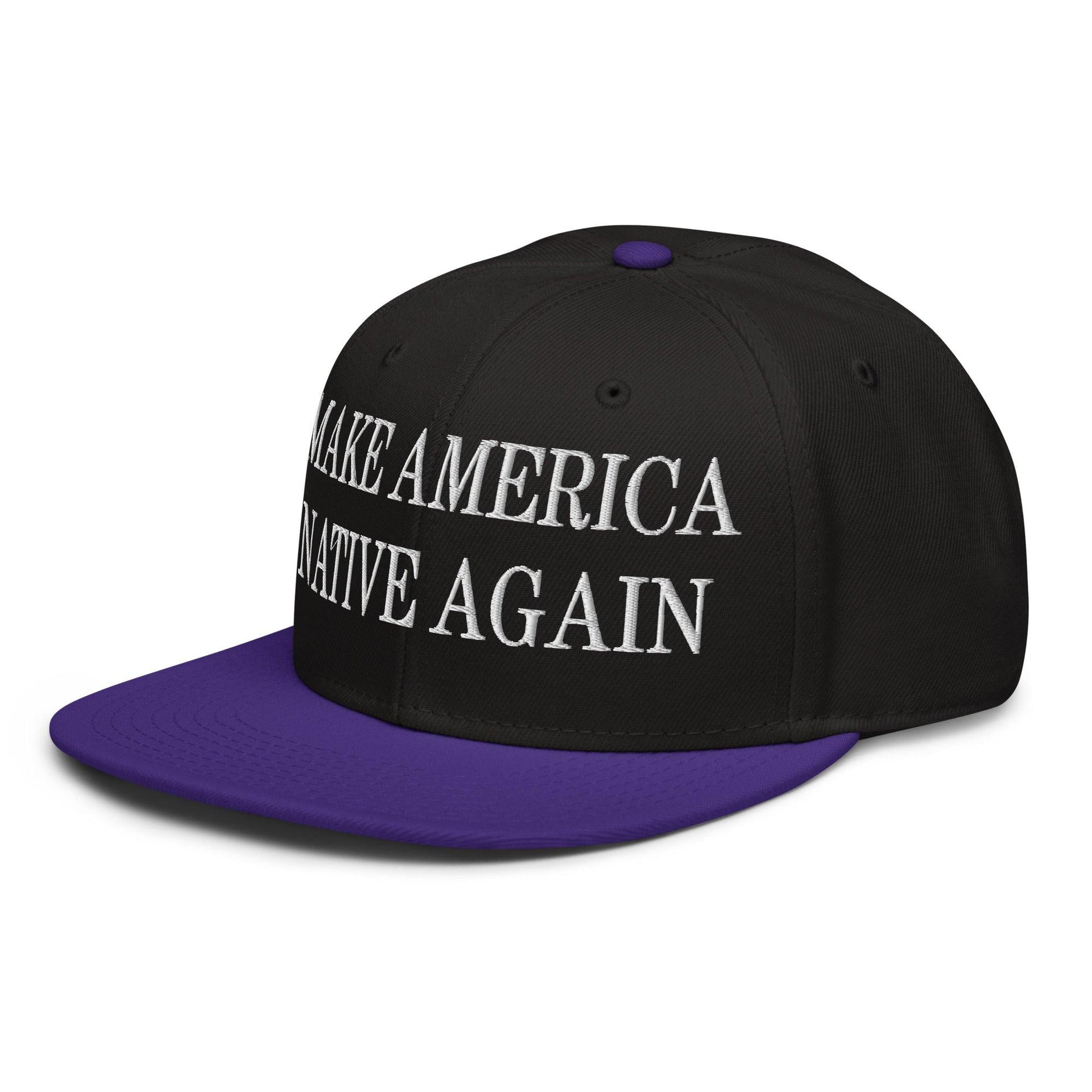 Make Us Native Again Embroidered Flat Brim Bill Snapback Hat Capital Crowns LADs Make Again Snapback Hats