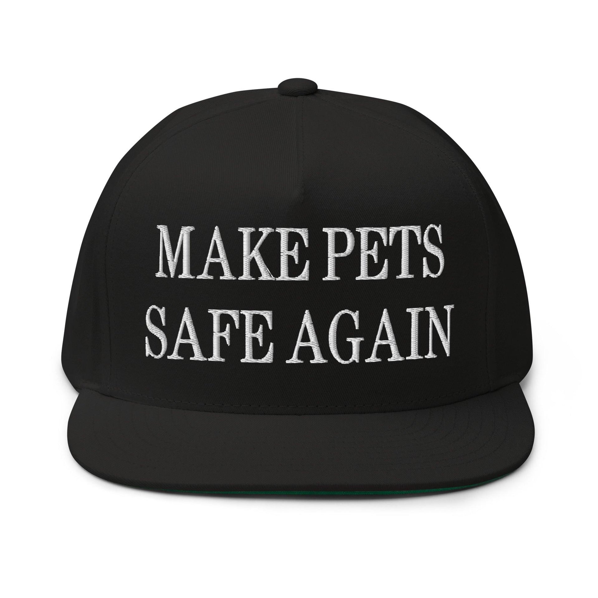 Make Pets Safe Again Embroidered 5 Panel Flat Bill Brim Snapback Hat Black Capital Crowns Make Again Snapback Hats