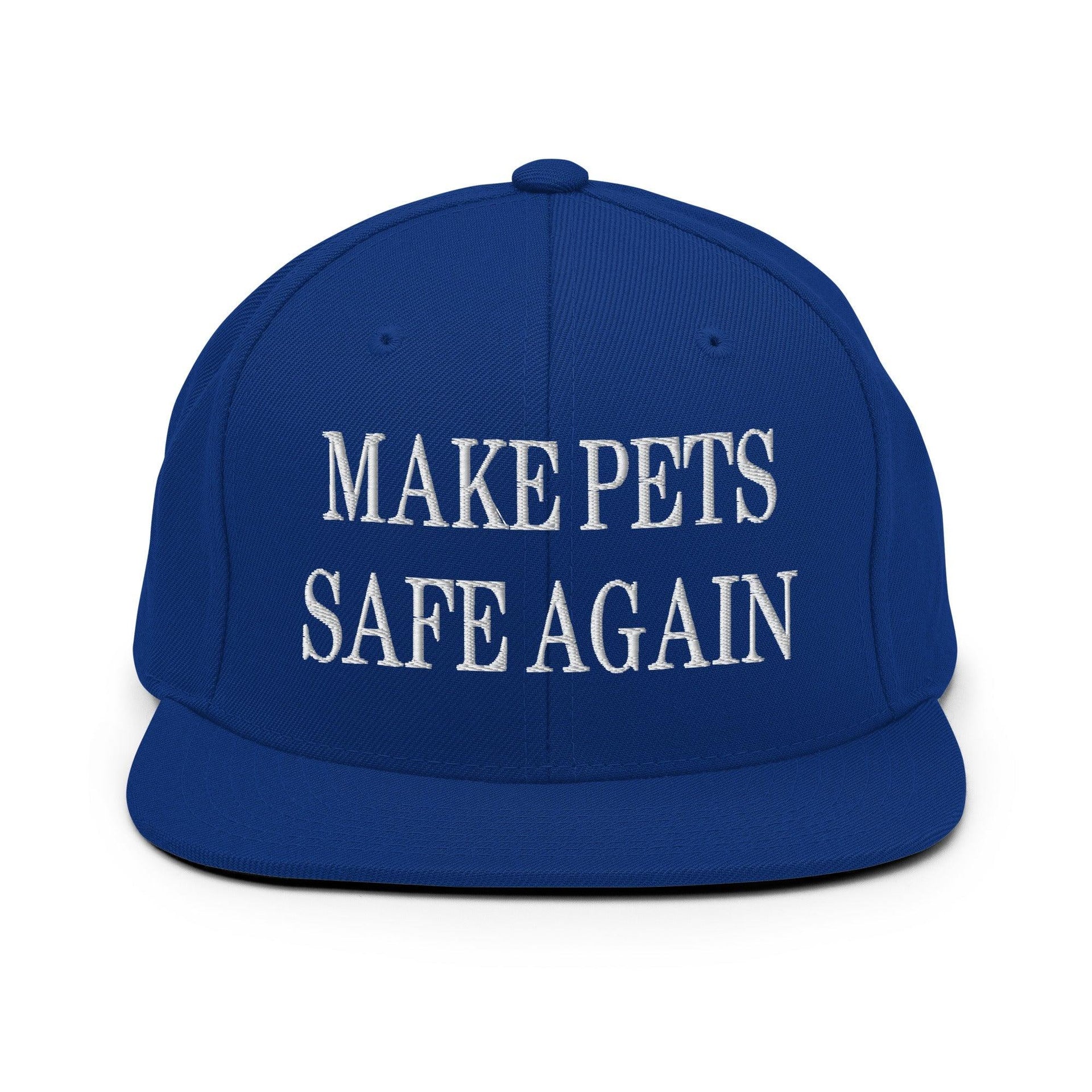 Make Pets Safe Again Embroidered Flat Bill Brim Snapback Hat Royal Blue Capital Crowns Make Again Snapback Hats