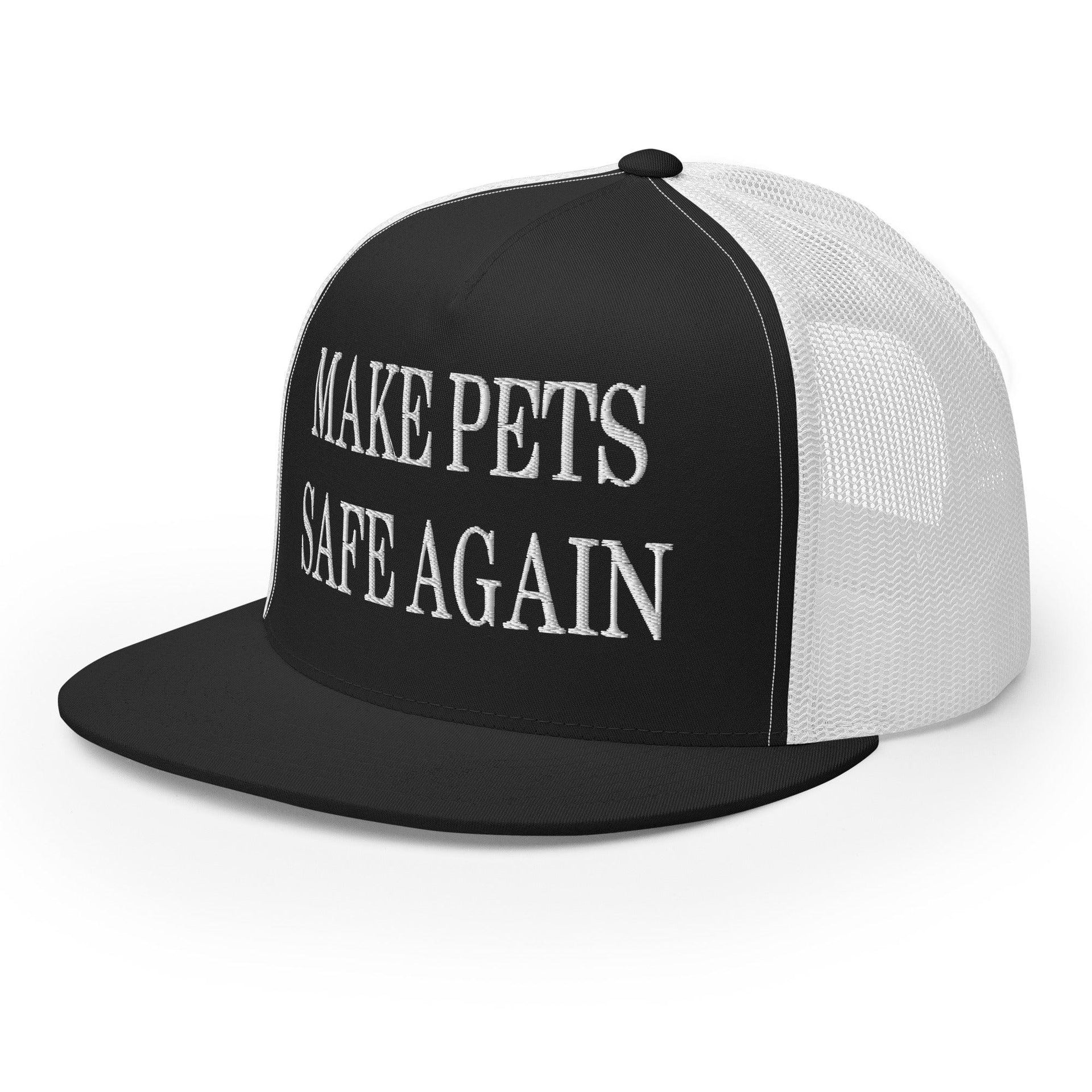 Make Pets Safe Again Embroidered Mesh Flat Bill Brim Trucker Hat Capital Crowns Make Again Trucker Hats