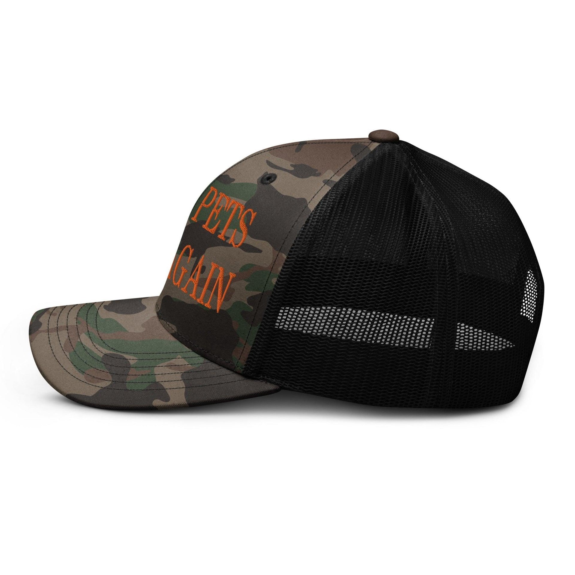 Make Pets Safe Again Embroidered Orange Camo Trucker Hat Capital Crowns Make Again Orange Camo Trucker Hats