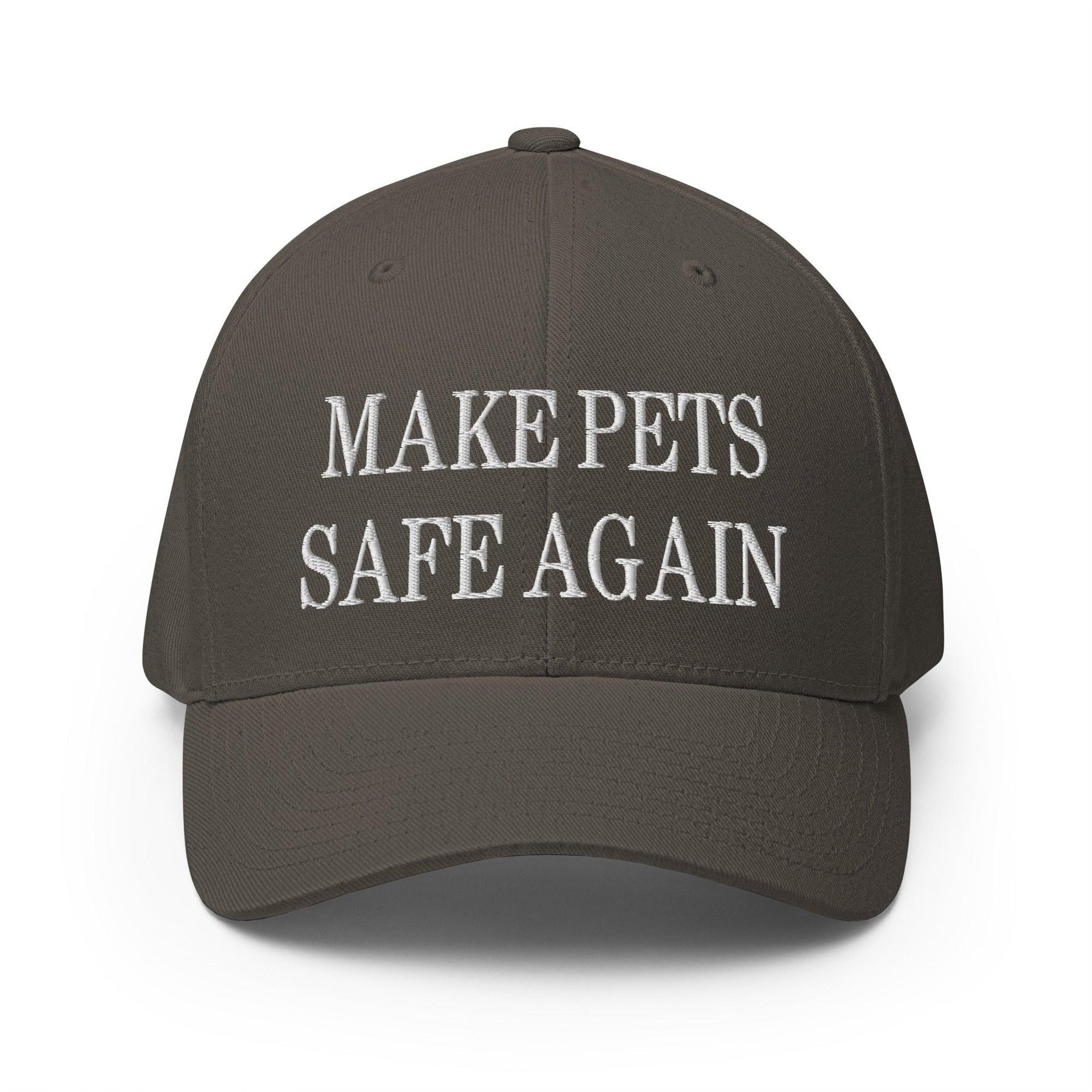 Make Pets Safe Again Embroidered Stretch Fit Baseball Hat Dark Grey Capital Crowns Make Again Stretch Fit