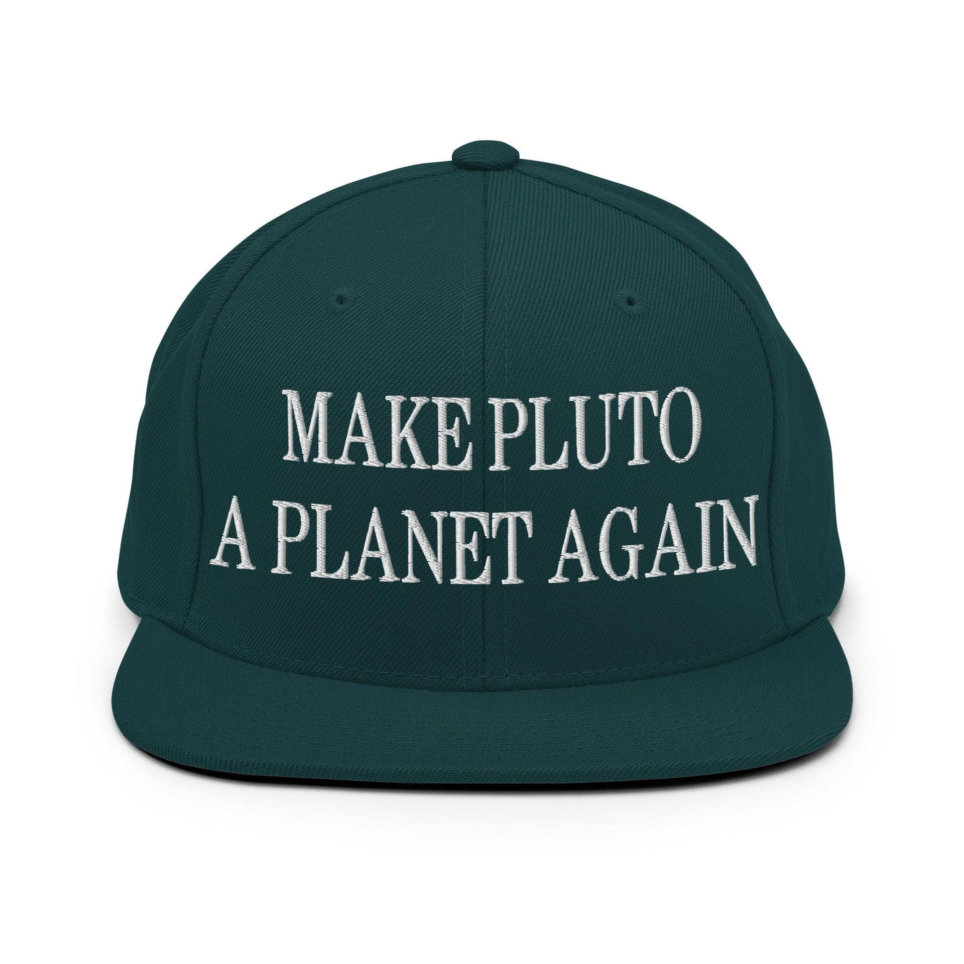 Make Pluto a Planet Again Embroidered Flat Bill Brim Snapback Hat Spruce Capital Crowns Make Again