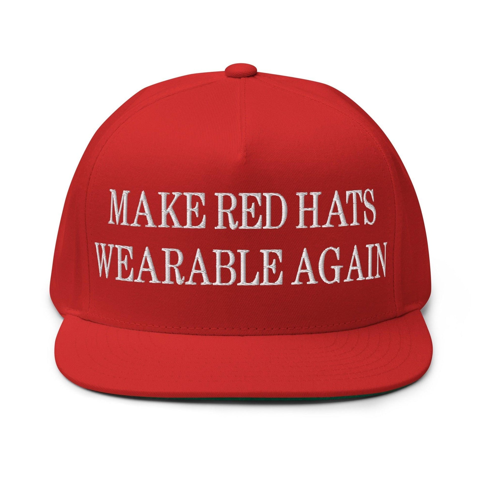 Make Red Hats Wearable Again Embroidered 5 Panel Flat Bill Brim Snapback Hat Default Title Capital Crowns LADs Make Again