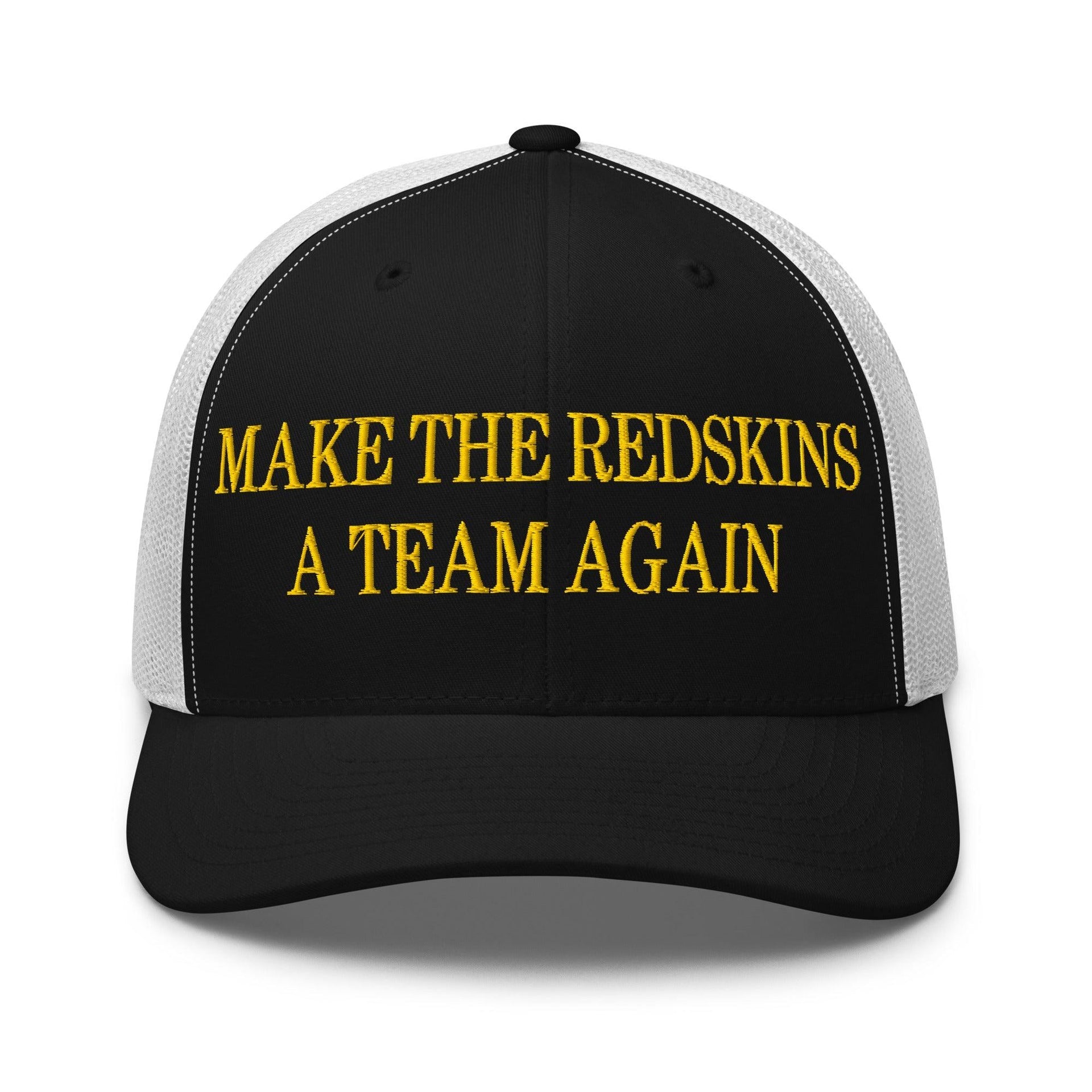 Make The Redskins a Team Again Embroidered Mesh Trucker Hat Black White Capital Crowns LADs Make Again Trucker Hats