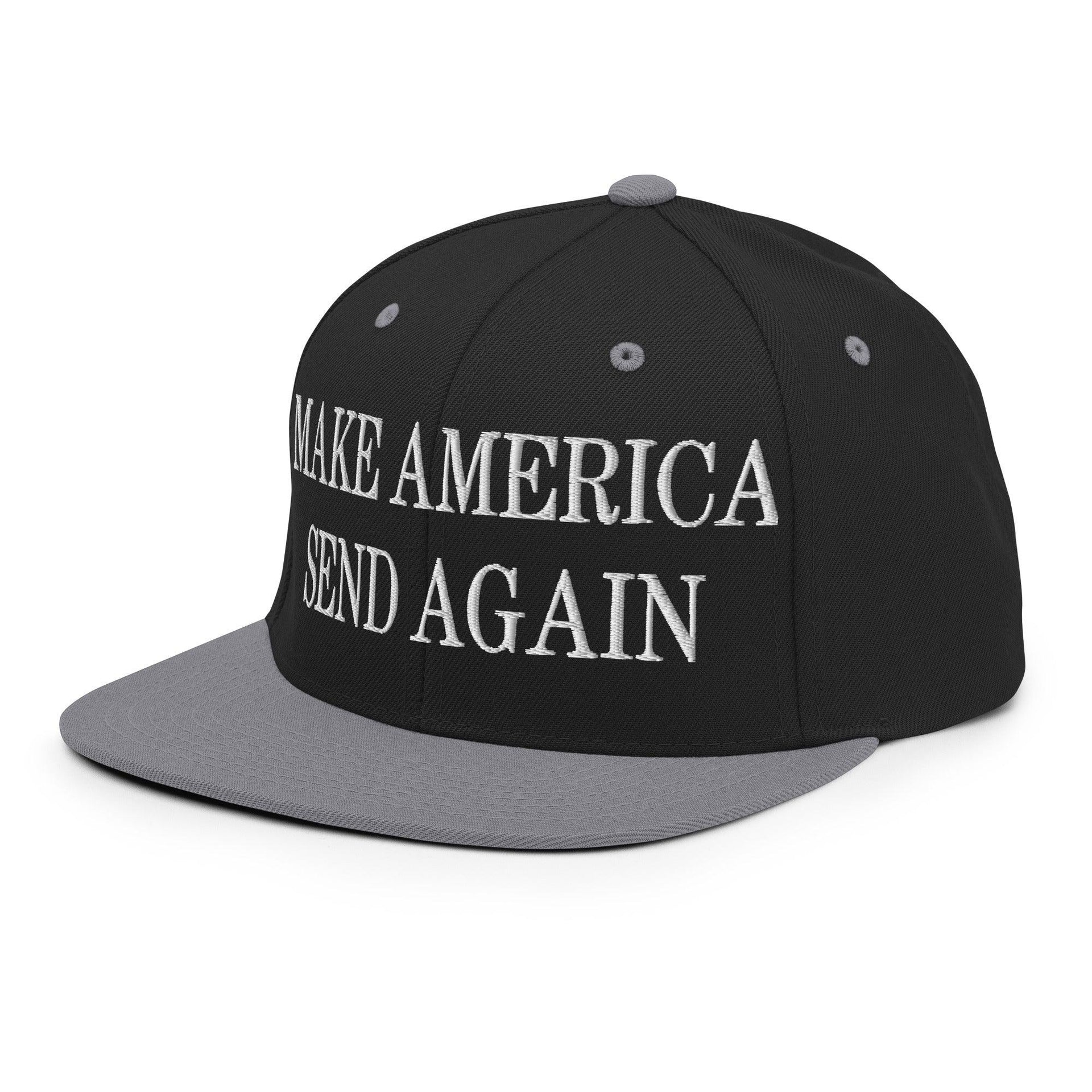 Make Us Send Again Embroidered Flat Bill Brim Snapback Hat Capital Crowns Make Again