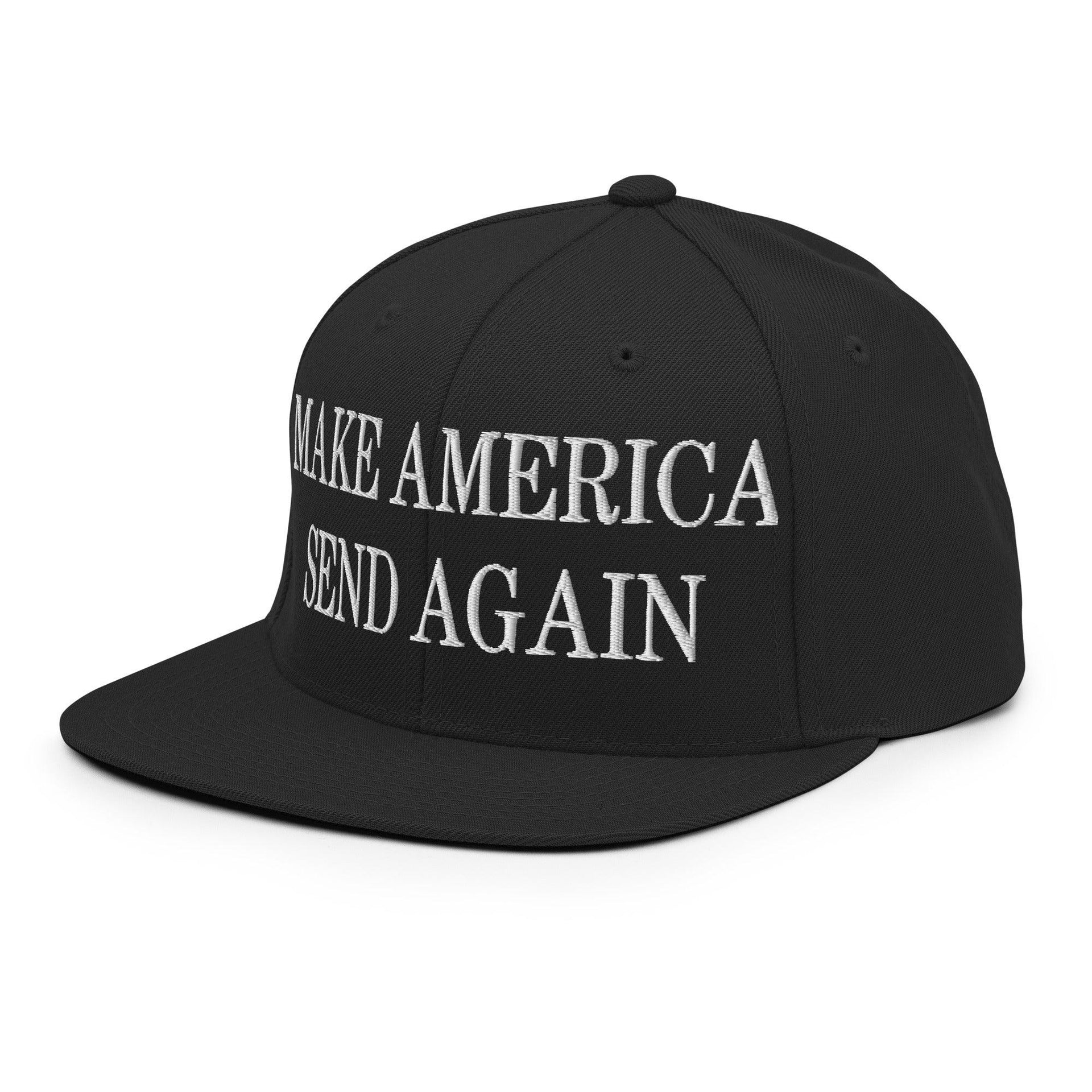 Make Us Send Again Embroidered Flat Bill Brim Snapback Hat Capital Crowns Make Again