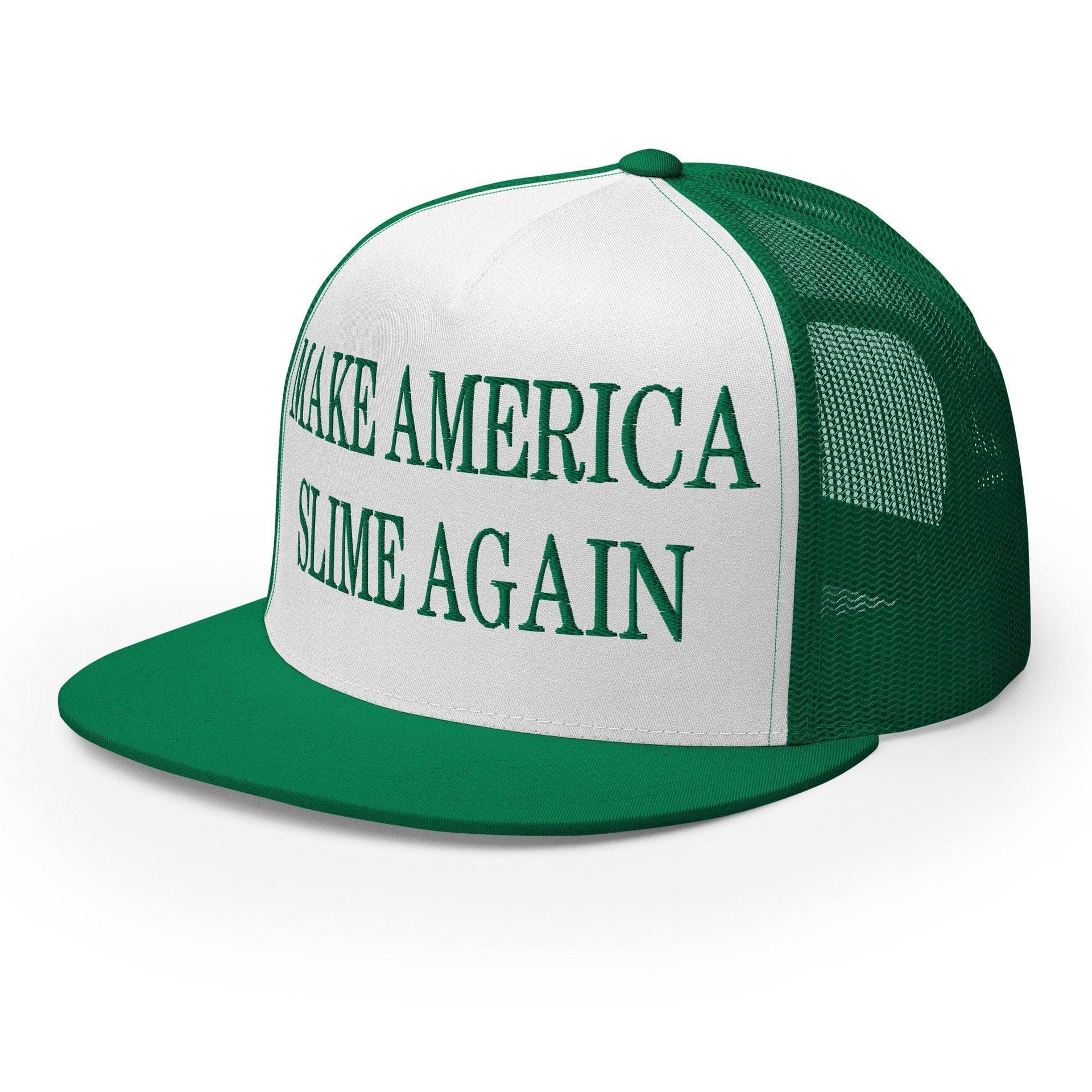 Make Us Slime Again Embroidered Flat Bill Brim Trucker Hat Capital Crowns Make Again Trucker Hats