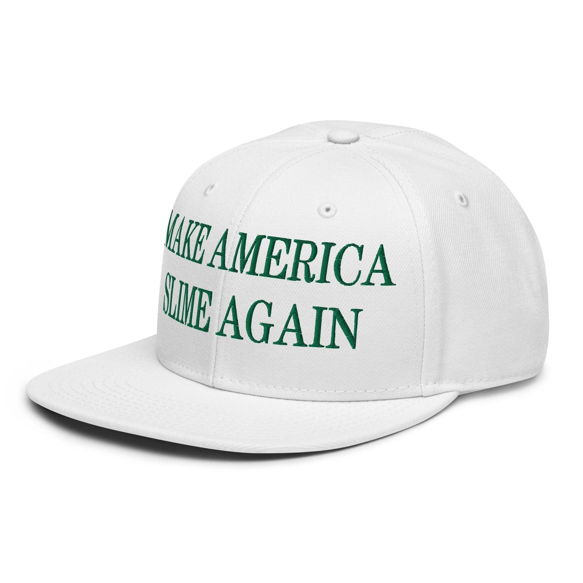 Make Us Slime Again Embroidered Flat Brim Bill Snapback Hat Capital Crowns Make Again