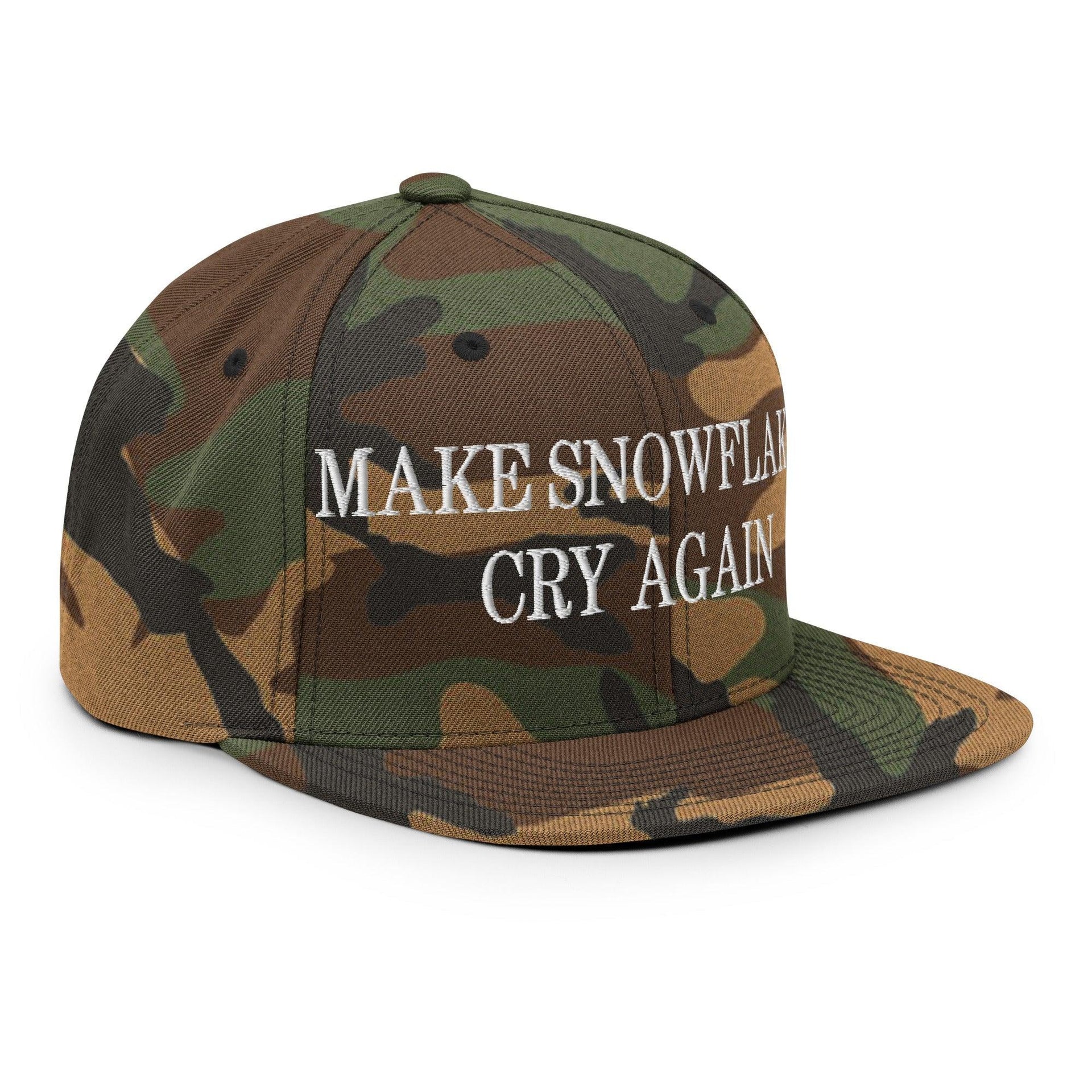 Make Snowflakes Cry Again Embroidered Flat Bill Brim Snapback Hat Capital Crowns Make Again
