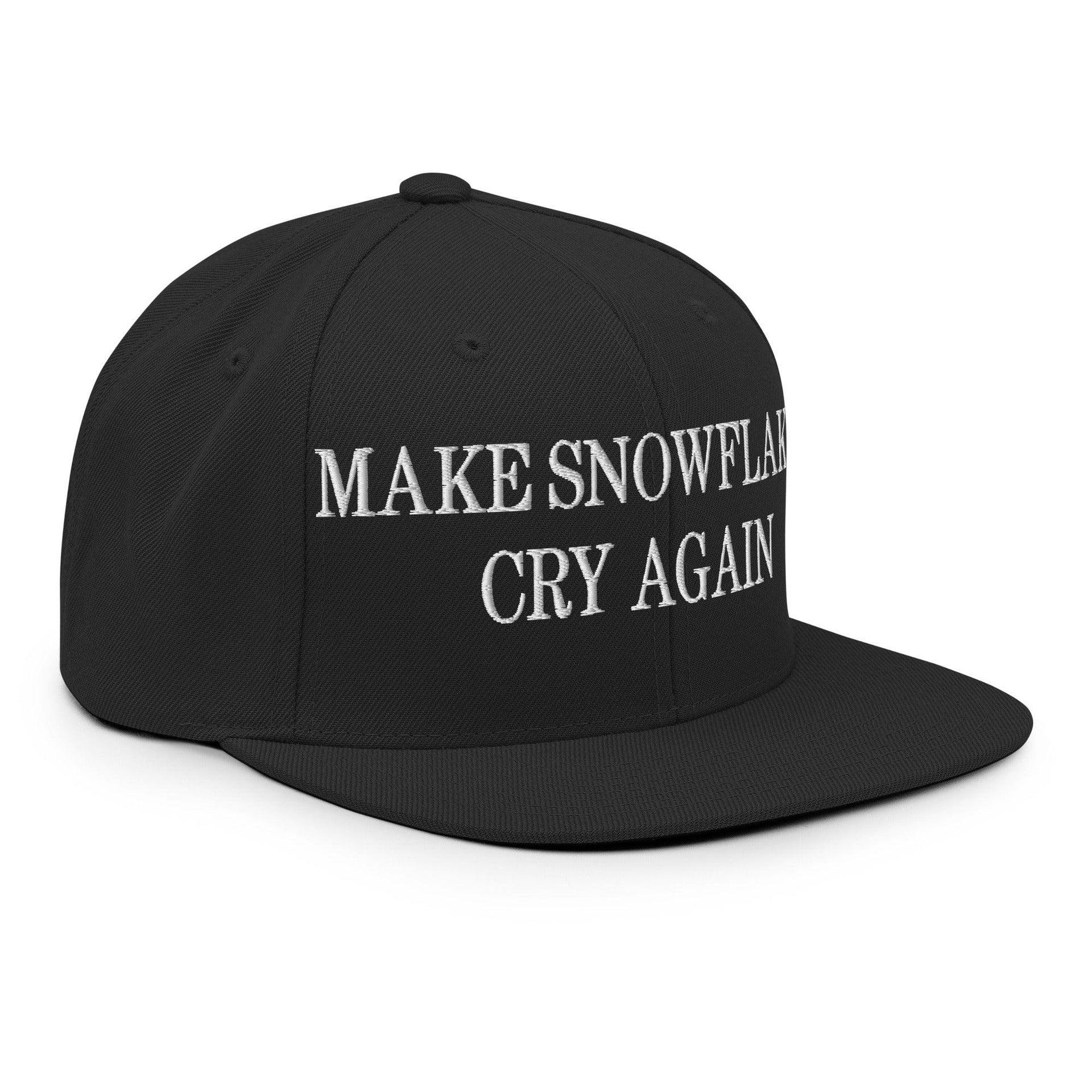Make Snowflakes Cry Again Embroidered Flat Bill Brim Snapback Hat Capital Crowns Make Again