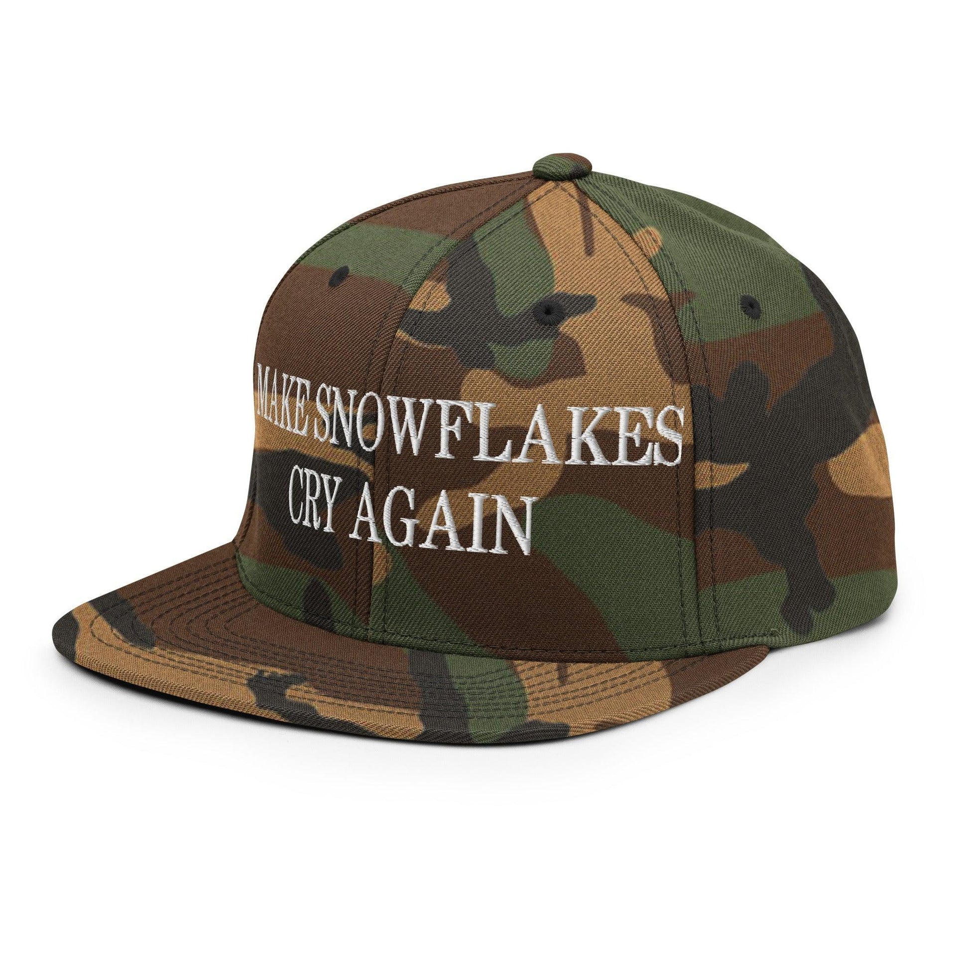 Make Snowflakes Cry Again Embroidered Flat Bill Brim Snapback Hat Capital Crowns Make Again