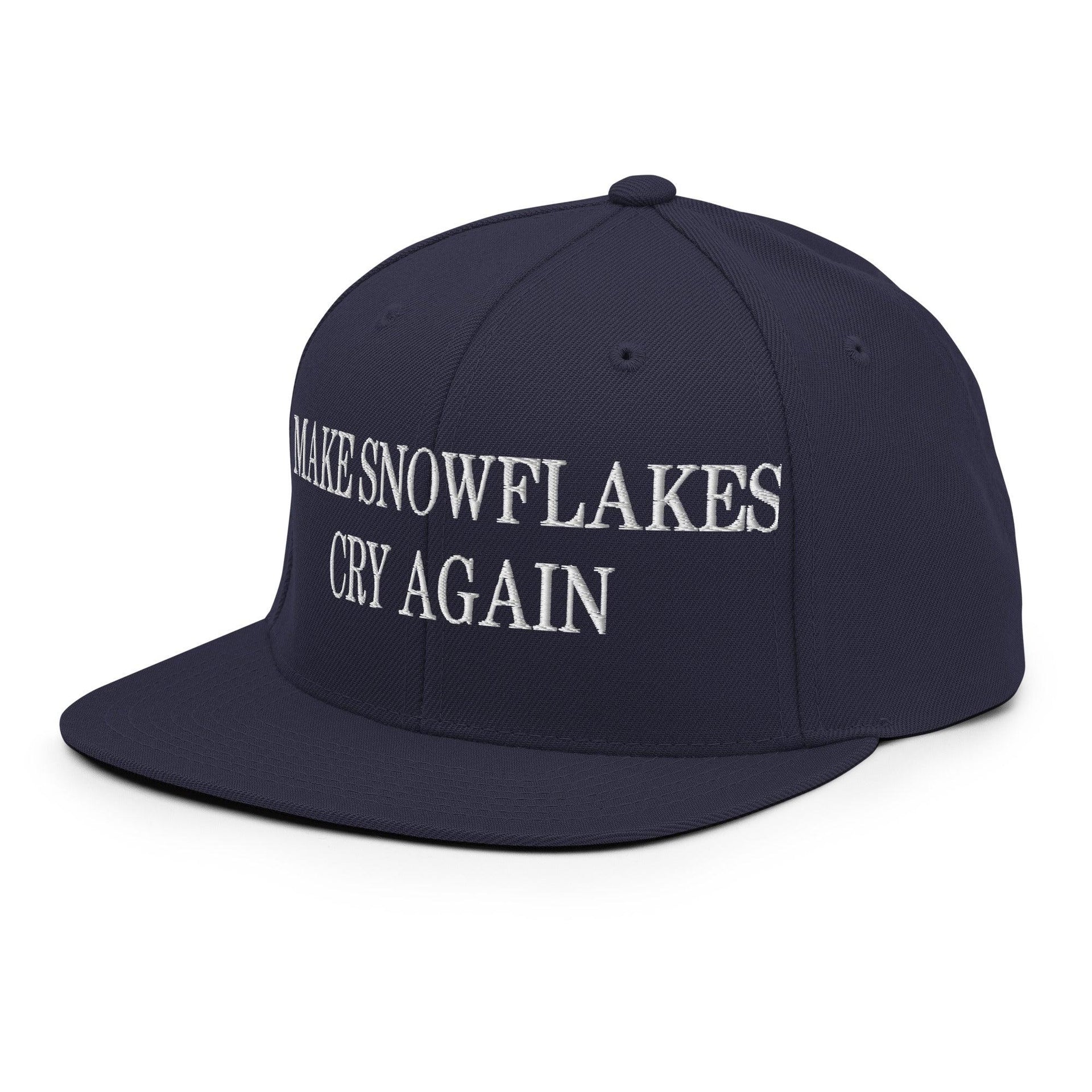Make Snowflakes Cry Again Embroidered Flat Bill Brim Snapback Hat Capital Crowns Make Again