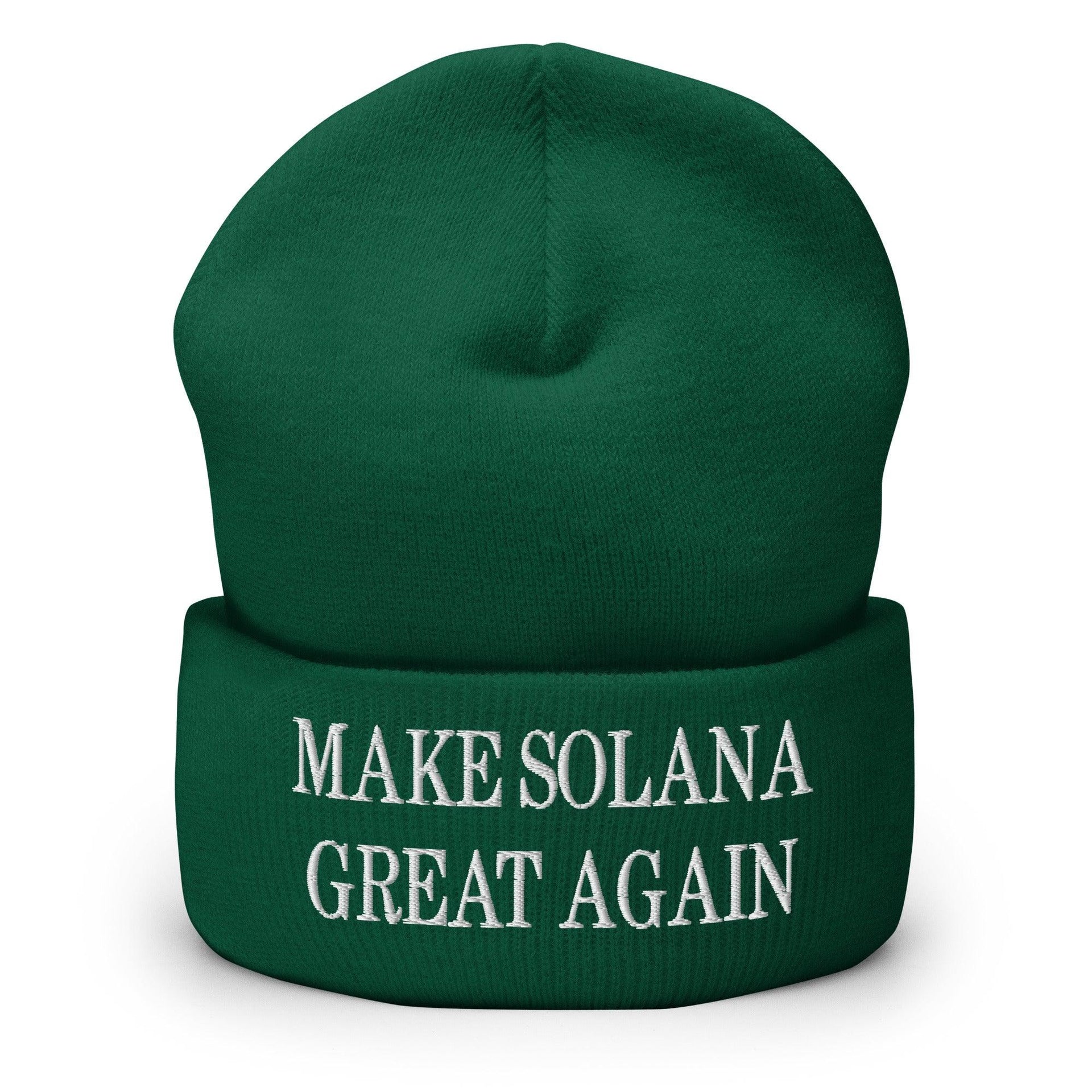 Make Solana Great Again Embroidered Cuffed Knit Beanie Spruce Beanies Capital Crowns Crypto Make Again