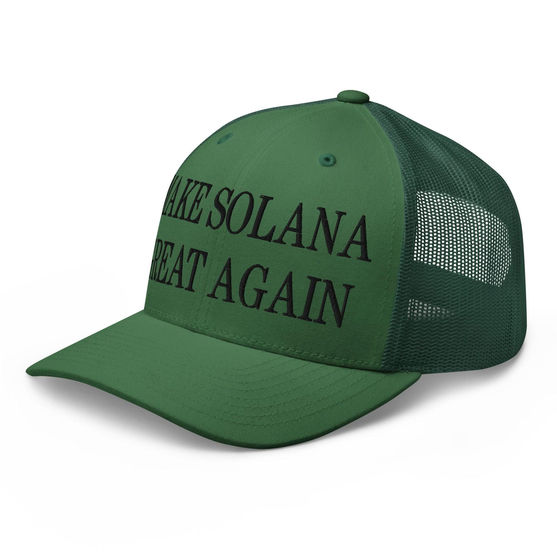 Make Solana Great Again Purple Pepe Embroidered Mesh Trucker Hat Capital Crowns Crypto Funny Make Again Trucker Hats