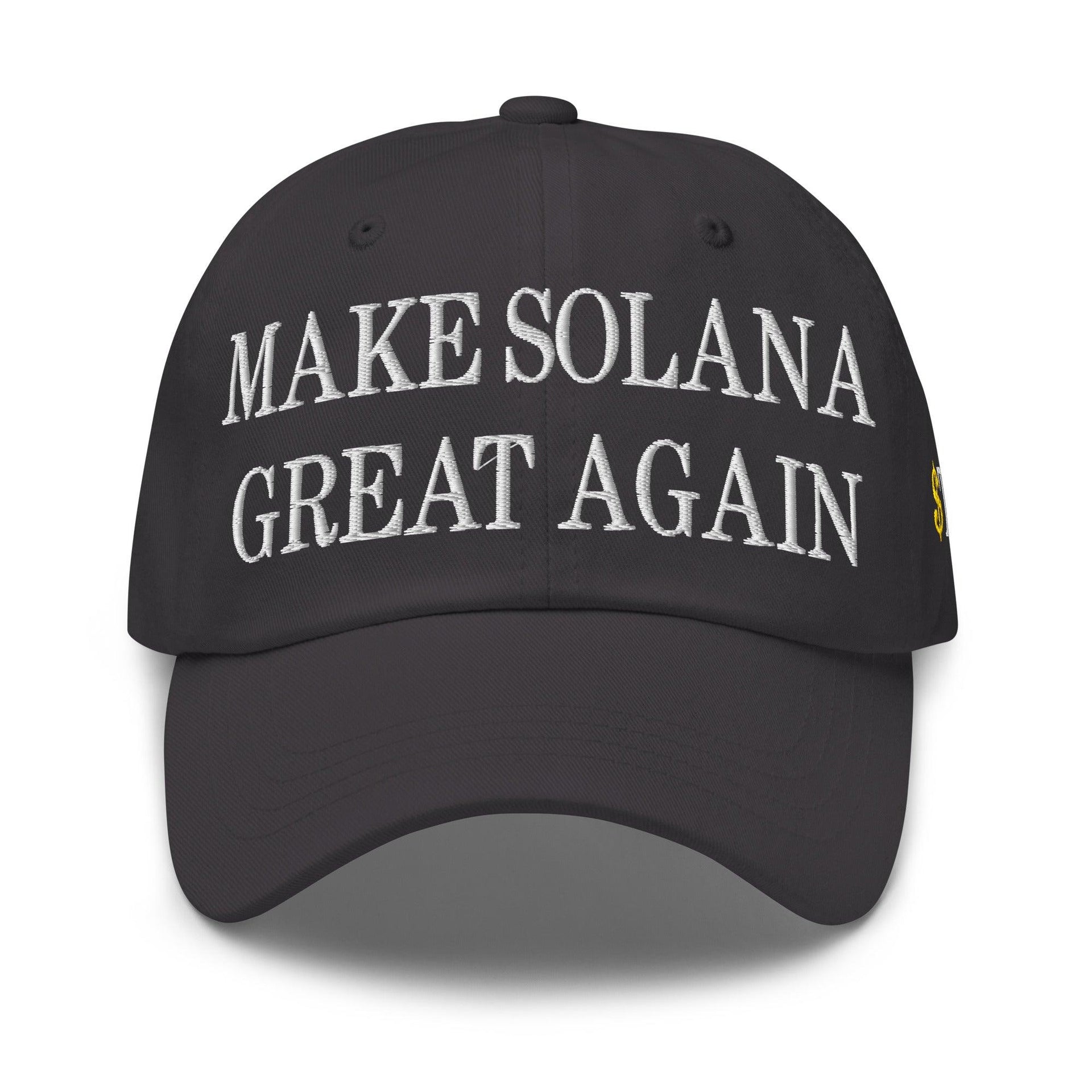 Make Solana Great Again $Trump Official Trump Meme Coin Embroidered Unstructured Dad Hat Capital Crowns Crypto Dad Hats LADs Make Again