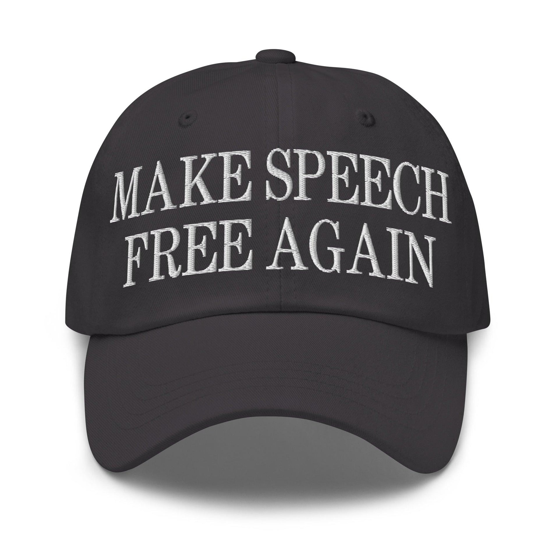 Make Speech Free Again Dad Hat Dark Grey Capital Crowns Dad Hats LADs Make Again