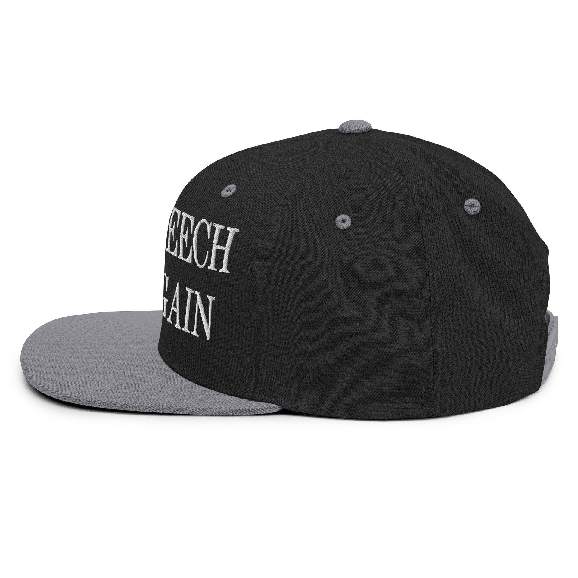 Make Speech Free Again Embroidered Flat Bill Brim Snapback Hat Capital Crowns LADs Make Again