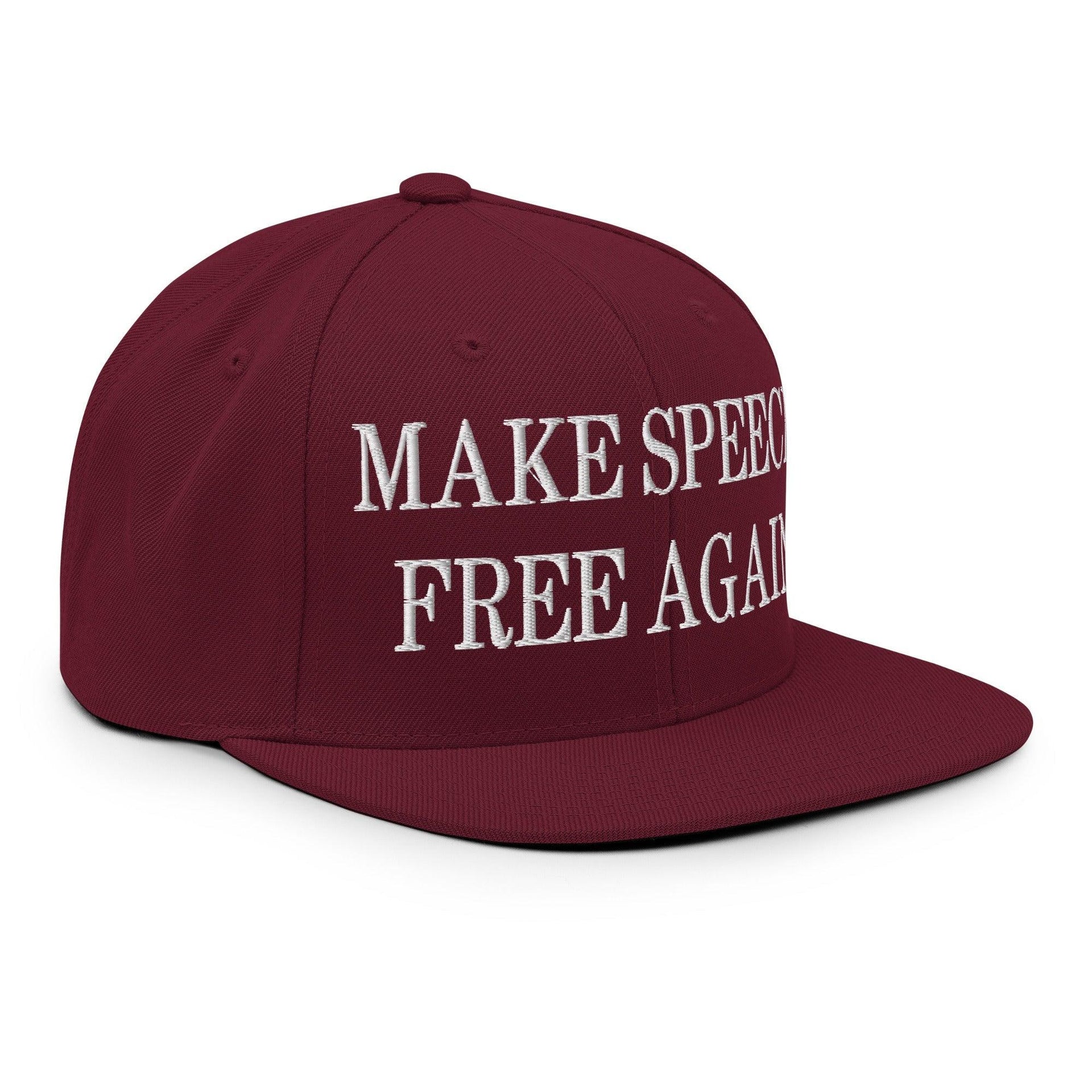 Make Speech Free Again Embroidered Flat Bill Brim Snapback Hat Capital Crowns LADs Make Again
