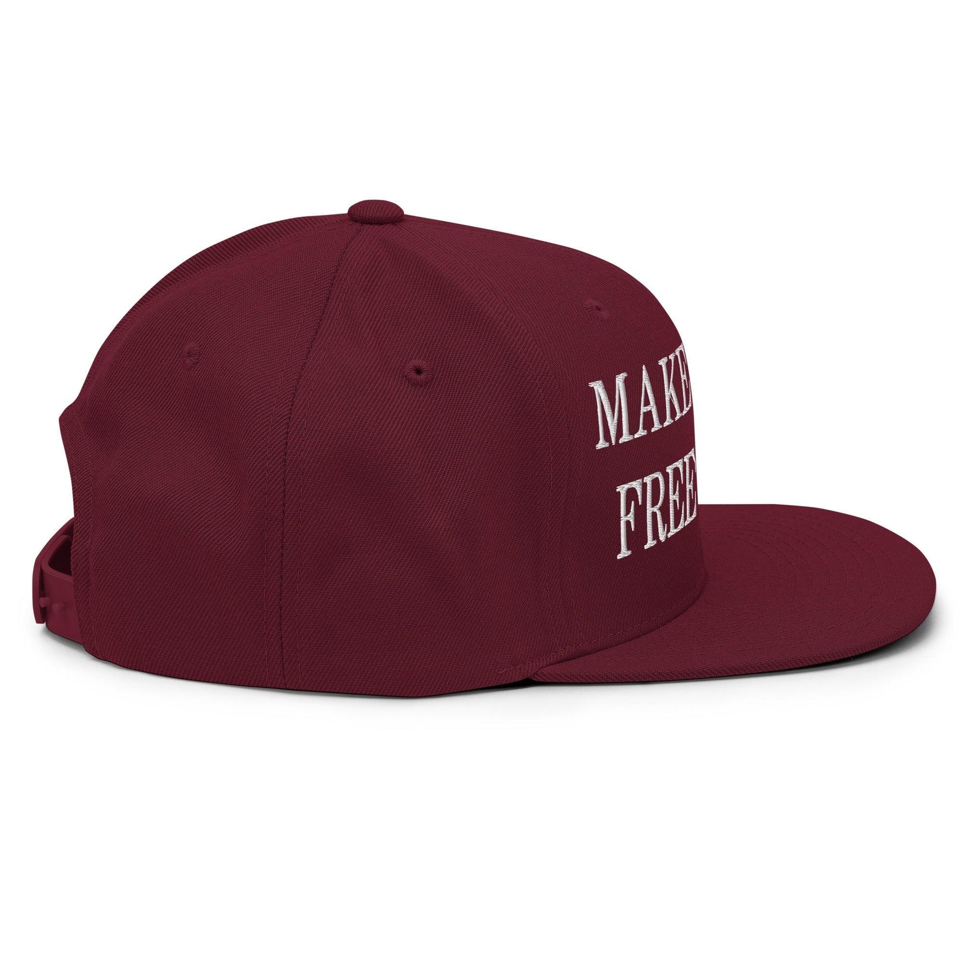 Make Speech Free Again Embroidered Flat Bill Brim Snapback Hat Capital Crowns LADs Make Again