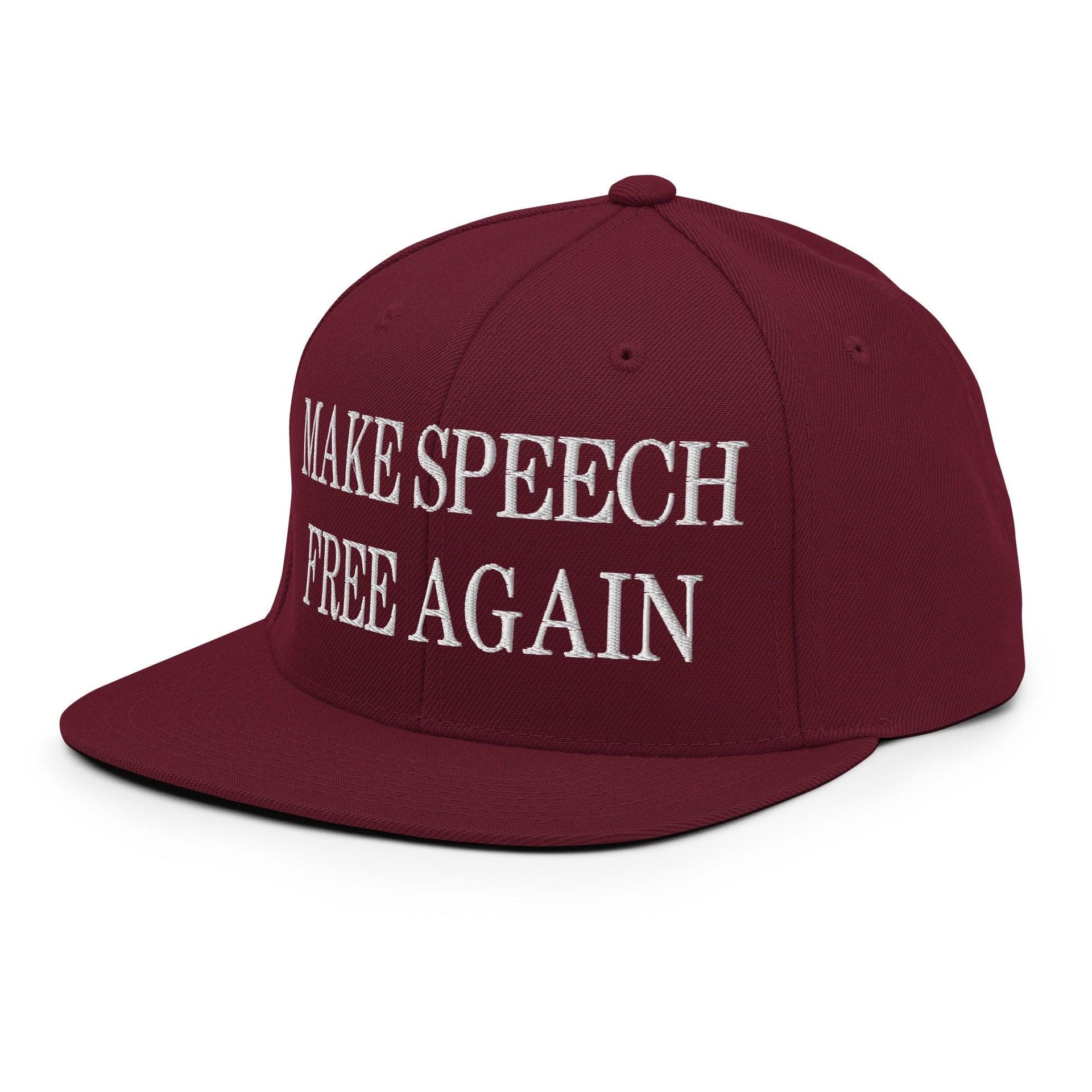 Make Speech Free Again Embroidered Flat Bill Brim Snapback Hat Capital Crowns LADs Make Again